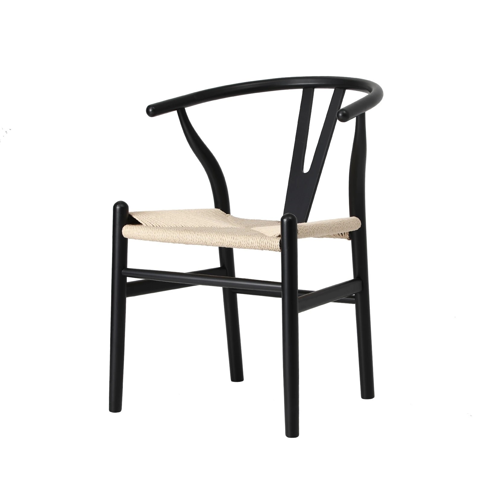 1 Oikiture Dining Chair Wooden Hans Wegner Chair Wishbone Cafe Lounge Seat
 - Black, 1 of 10