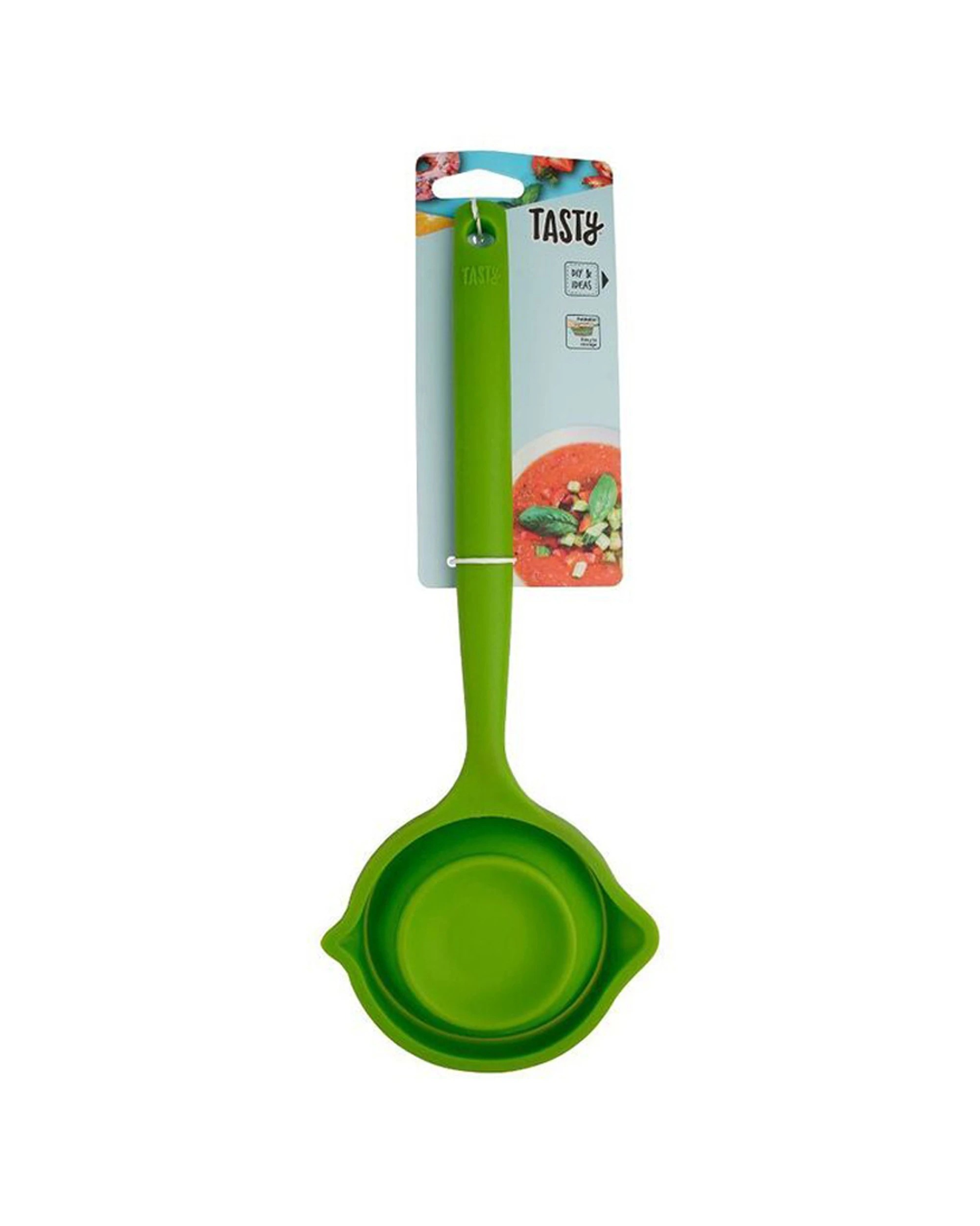 1 Tasty Silicone Foldable Soup Ladle Spoon Heat Resistant 36cm - Green, 1 of 3