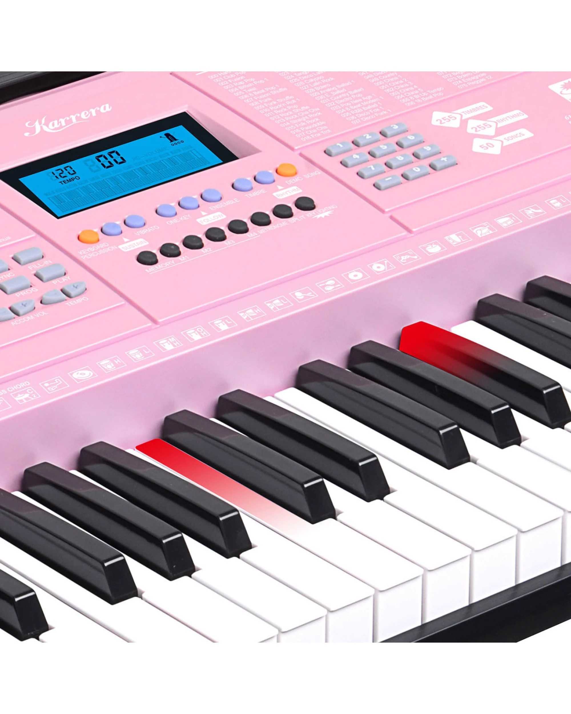 6 Karrera 61 Keys Electronic LED Piano Keyboard with Stand in Pink - Pink, 6 of 6