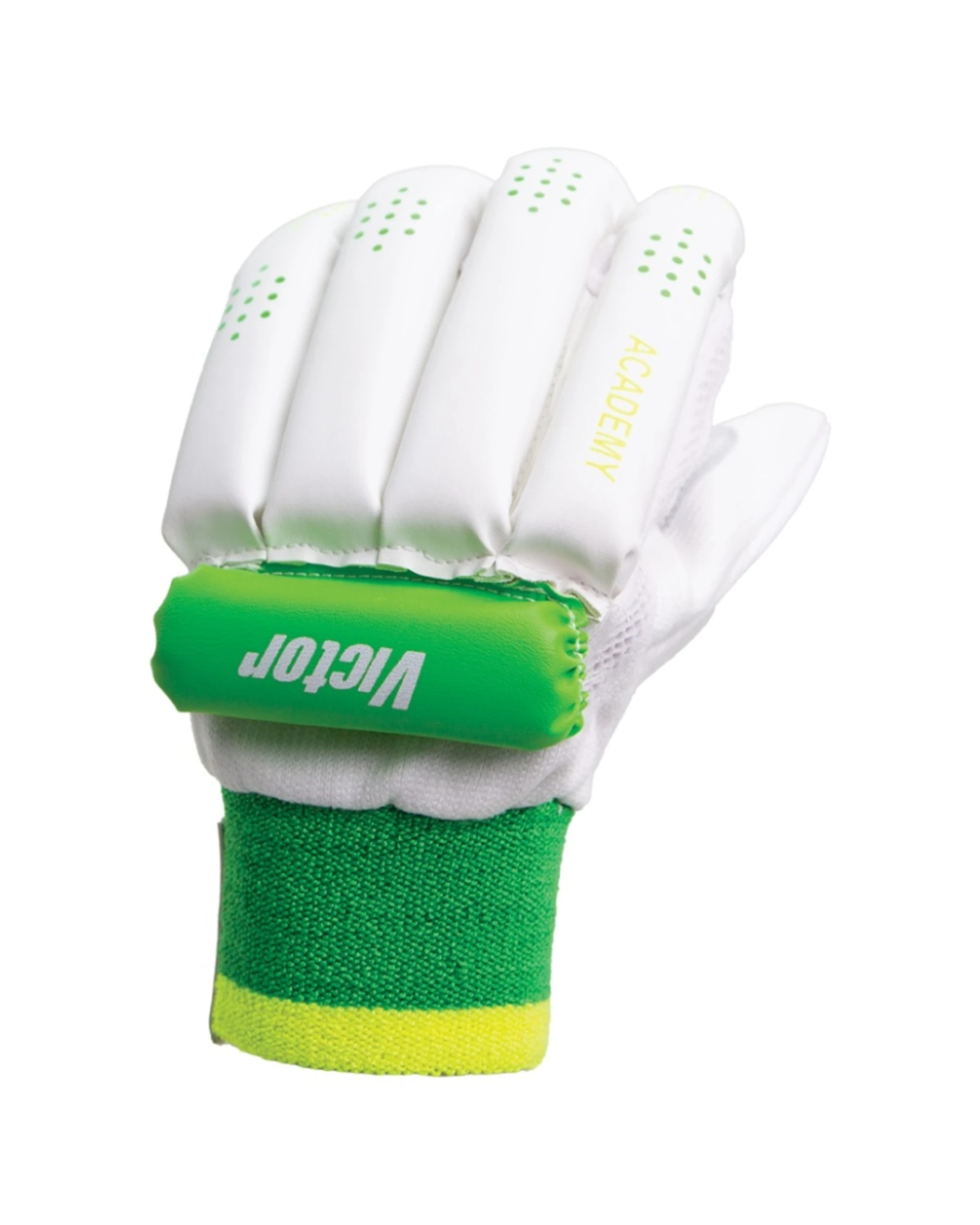 3 Victor Cricket Batting Gloves Academy PVC Foam Adult Left Hand - Green, 3 of 7