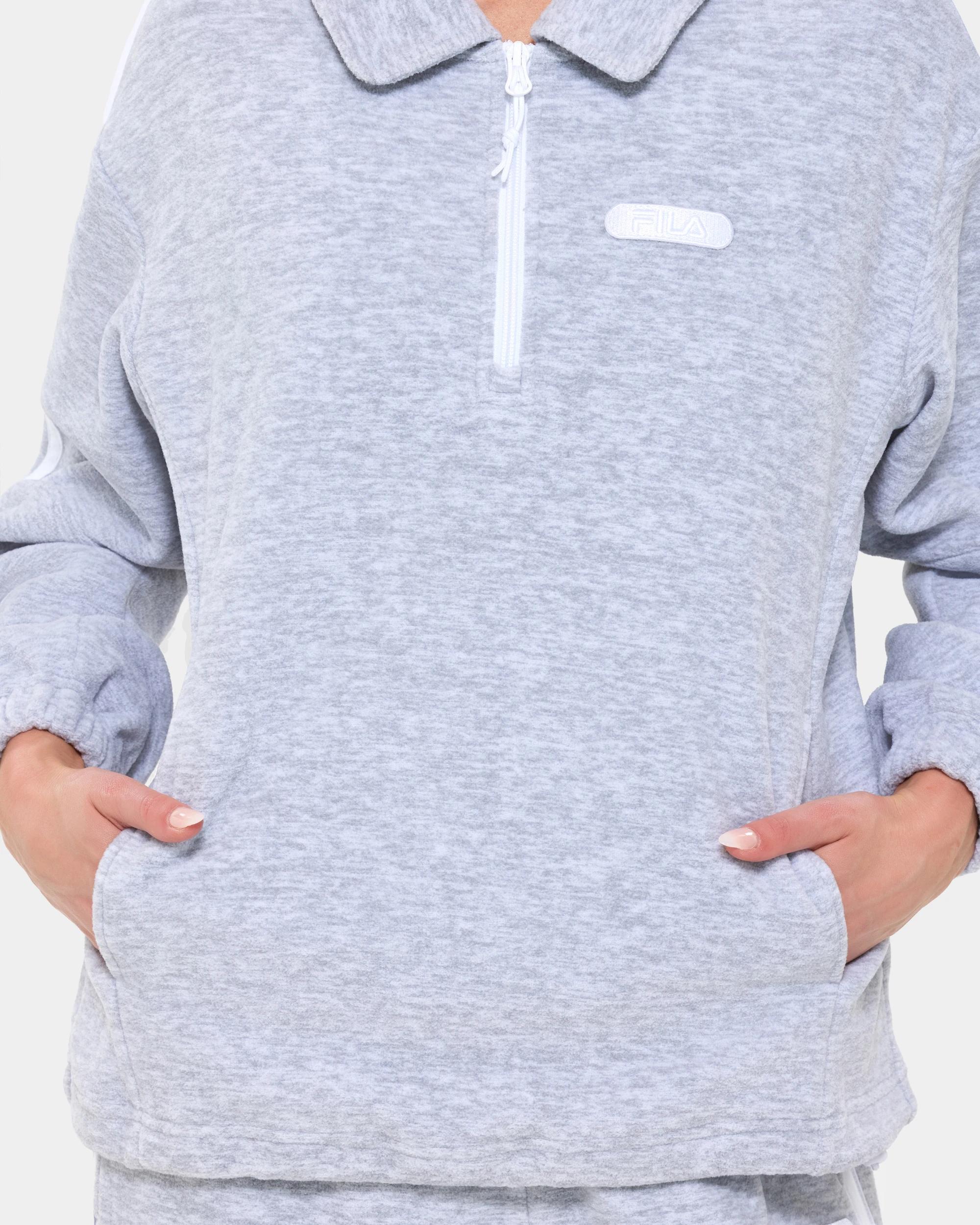 6 Fila Victoria Polar Fleece Quarter‑Zip Jumper GREY MARLE, 6 of 7