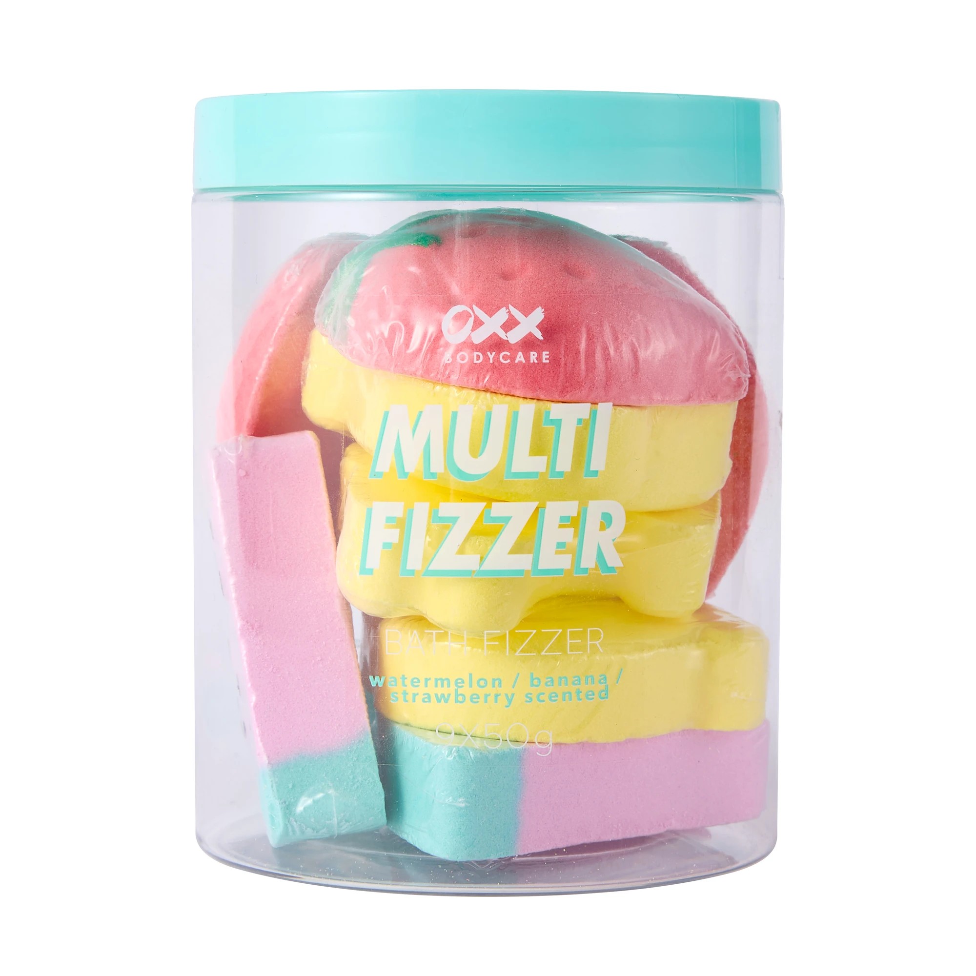 1 OXX Bodycare 9 Piece Multi Bath Fizzers - Watermelon, Banana and Strawberry Scented, 1 of 4