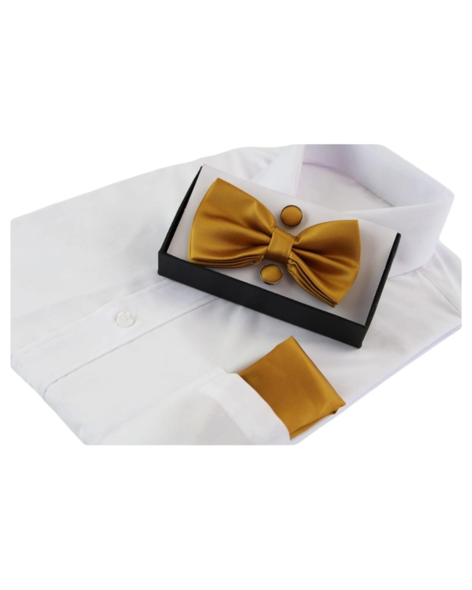1 Zasel Mens Copper Matching Bow Tie, Pocket Square & Cuff Links Set - Pink, 1 of 2