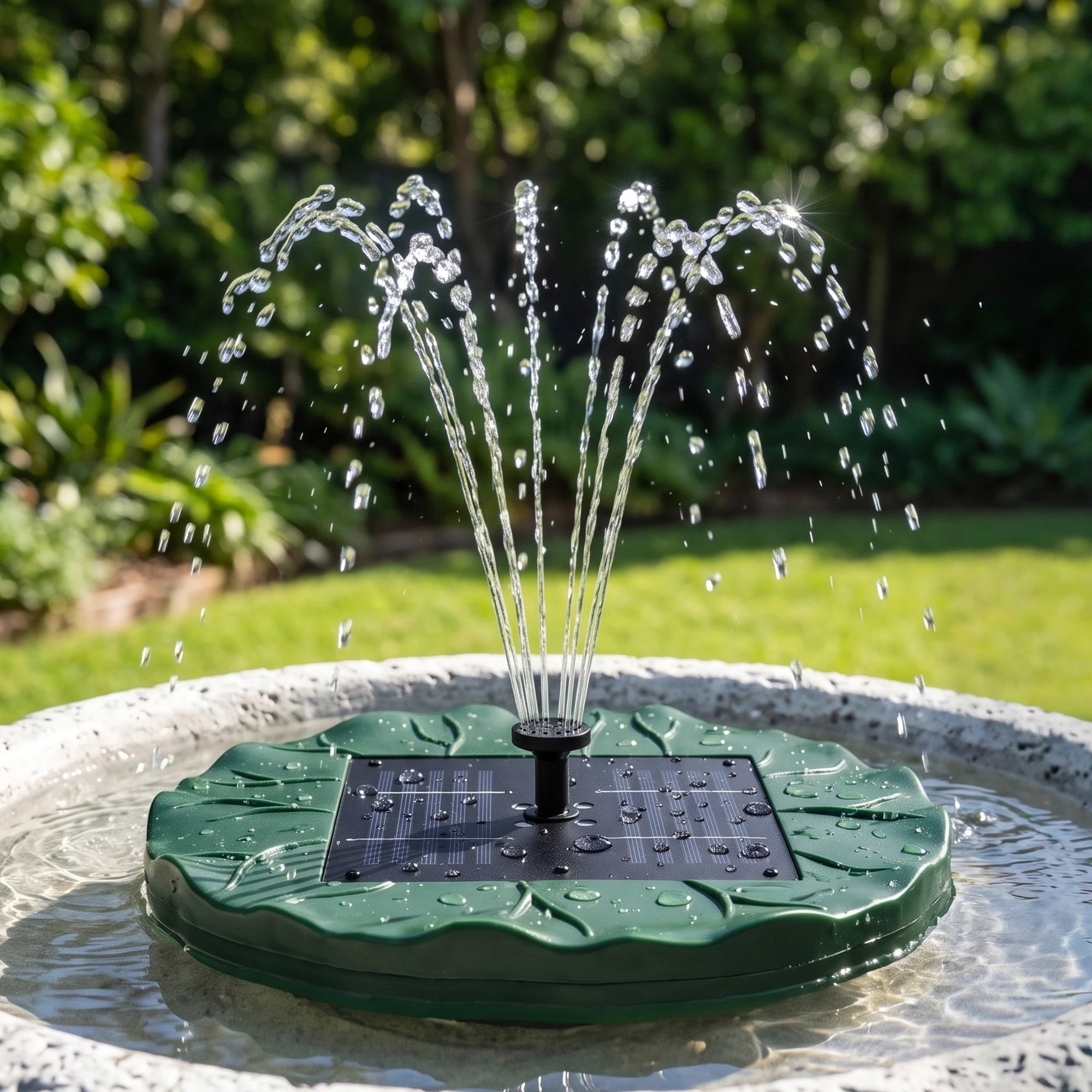 9 Gardeon Solar Fountain Pumps Bird Bath Floating Lotus Water Feature 31cm - Green, 9 of 9