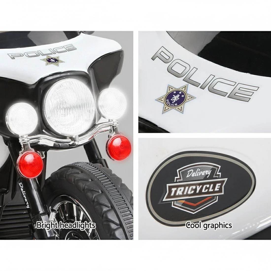 4 Rigo Kids Electric Ride On Patrol Police Car 6V - Black, 4 of 7