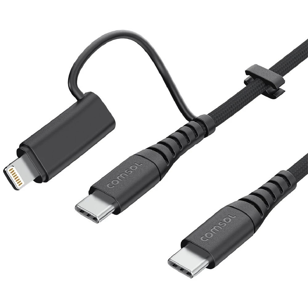 2 Comsol USB-C Cable with USB-C to Lightning Adapter 1.2m Black, 2 of 7