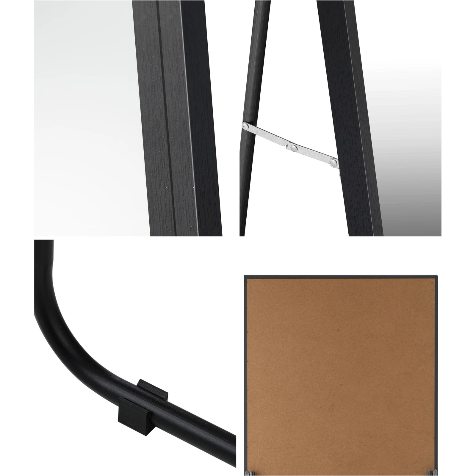 5 Oikiture Wooden Full Length Mirror 166x60cm Floor Mirrors Free Standing
 - Black, 5 of 9