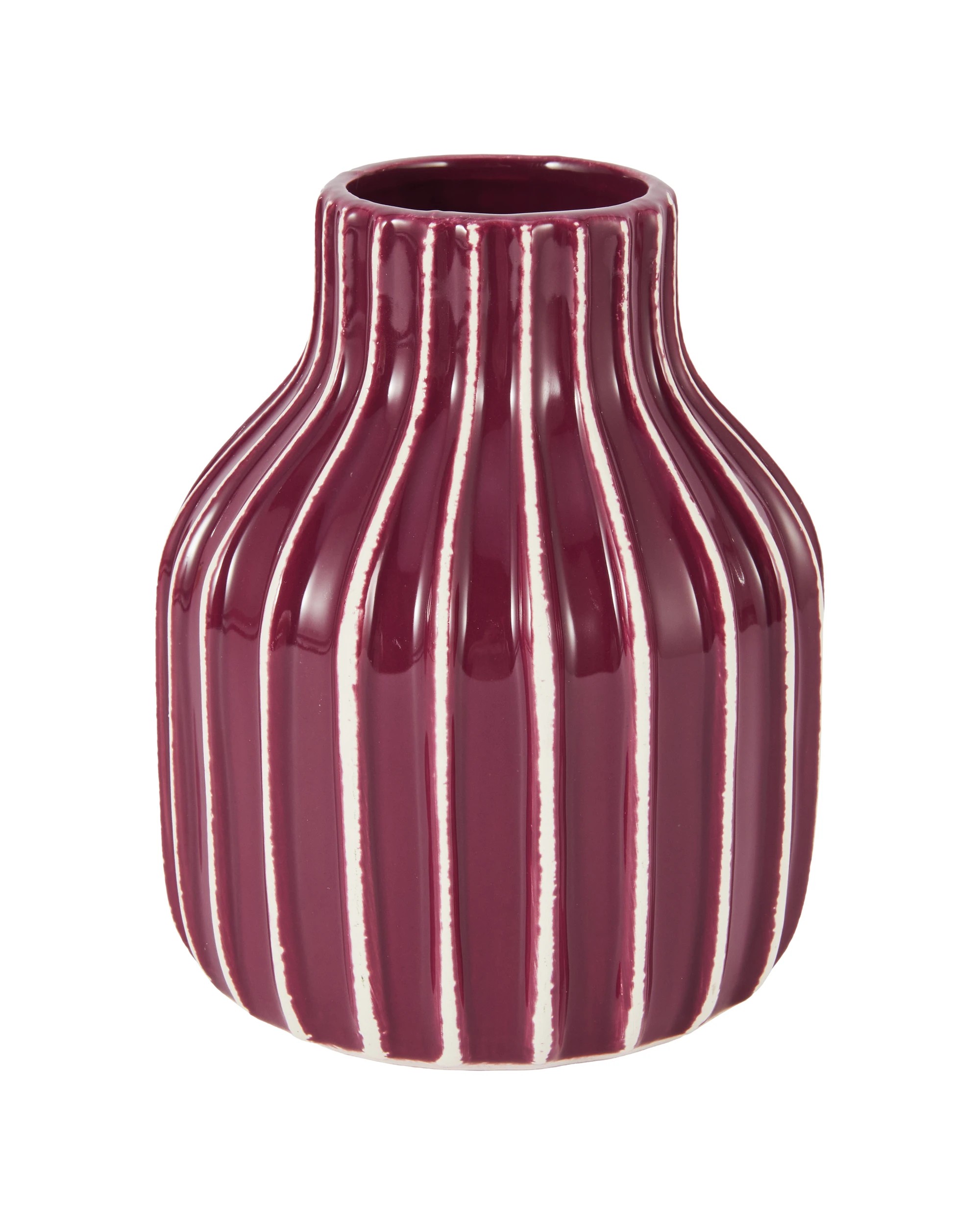 3 Burgundy Stripe Ceramic Vase, 3 of 5