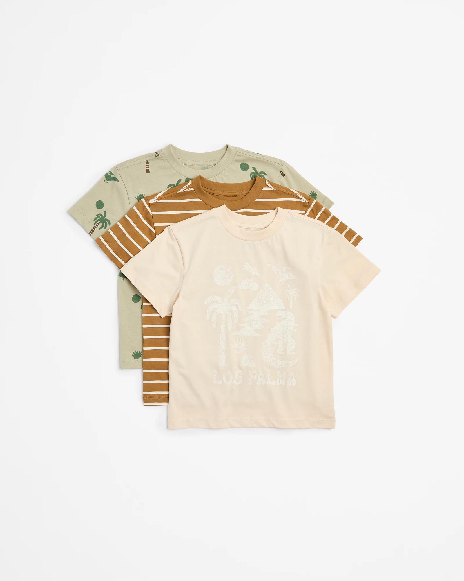 1 Target Australian Cotton Print T-shirts - 3 Pack DINO STRIPE, 1 of 5