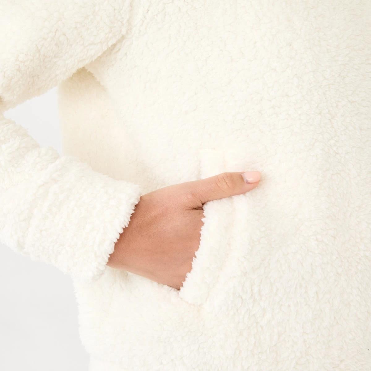 6 Active Womens Sherpa 1/4 Zip Sweatshirt CREAM, 6 of 6
