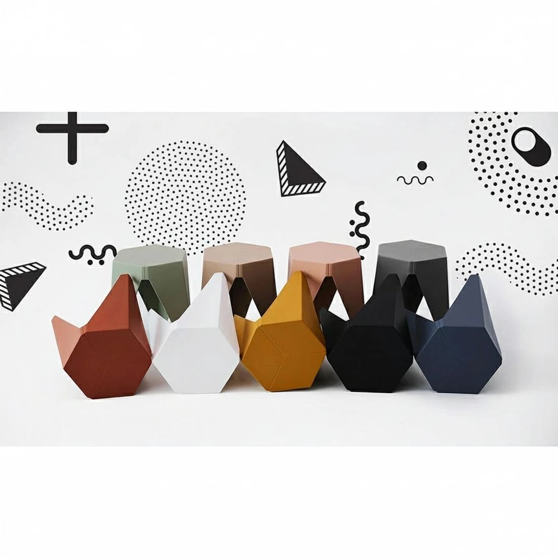 6 Artiss 2x Bar Stools Puzzle Plastic Foot Stool - White, 6 of 7