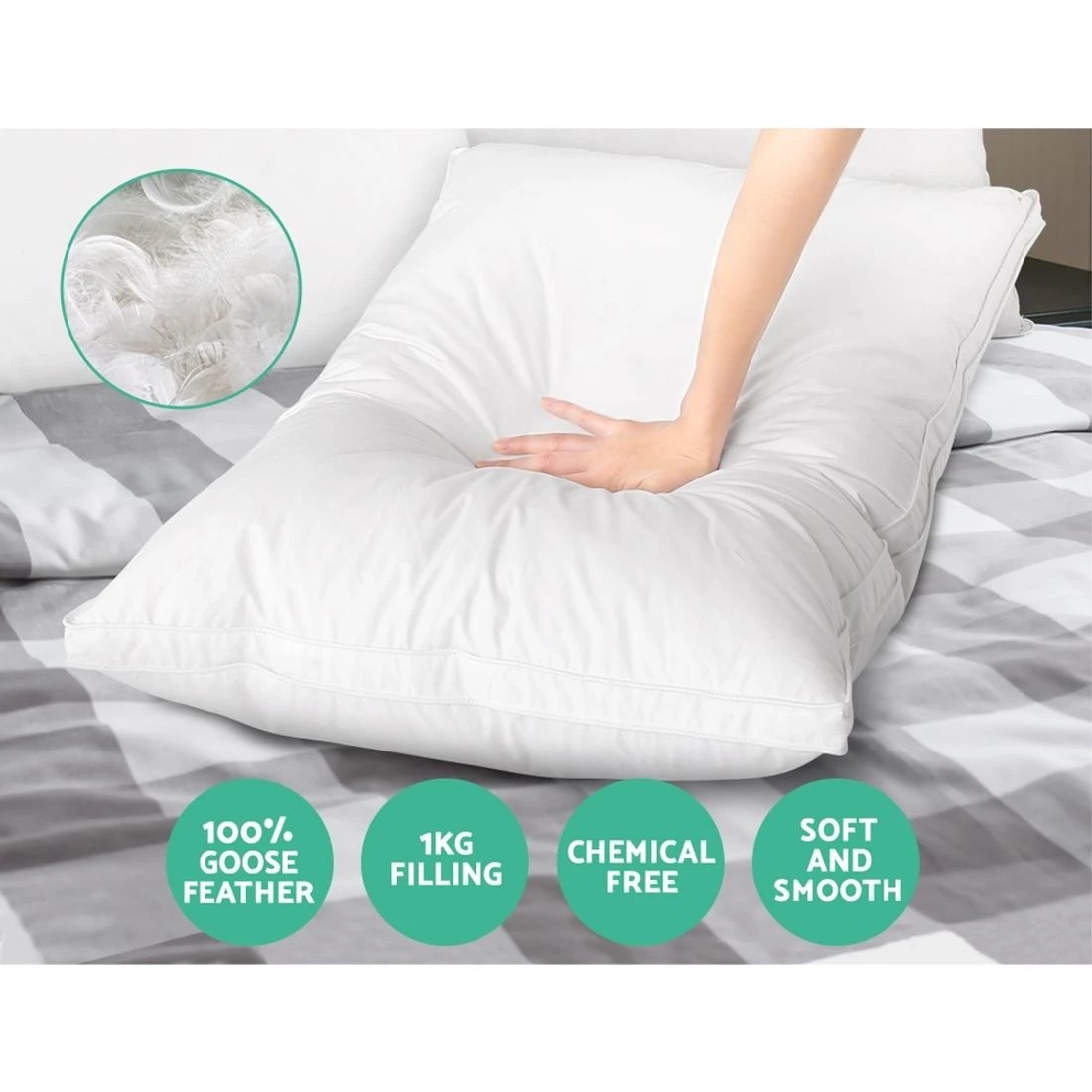 6 Giselle Bedding Goose Feather Down Pillow Luxury Twin Pack - White, 6 of 8