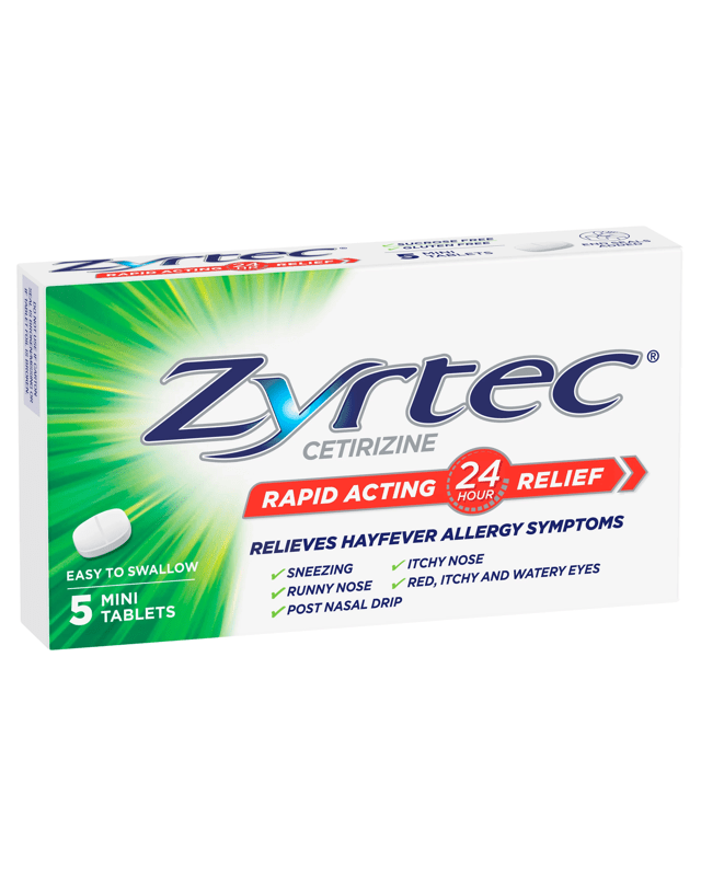5 Pack Zyrtec Rapid Acting Hayfever Allergy Relief Antihistamine Mini Tab