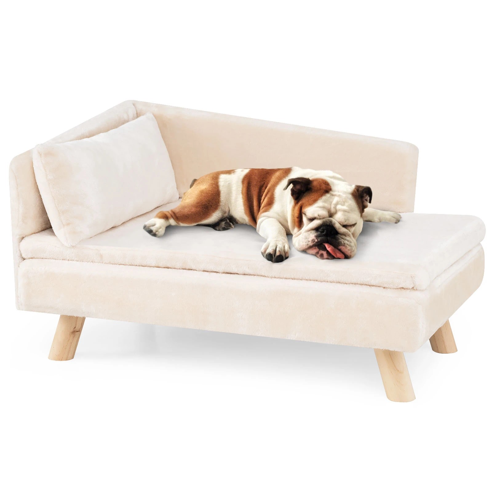 7 Costway Elevated Pet Sofa Bed w/Pillow Indoor Couch Chair for Medium Small Dogs Cats - White, 7 of 7