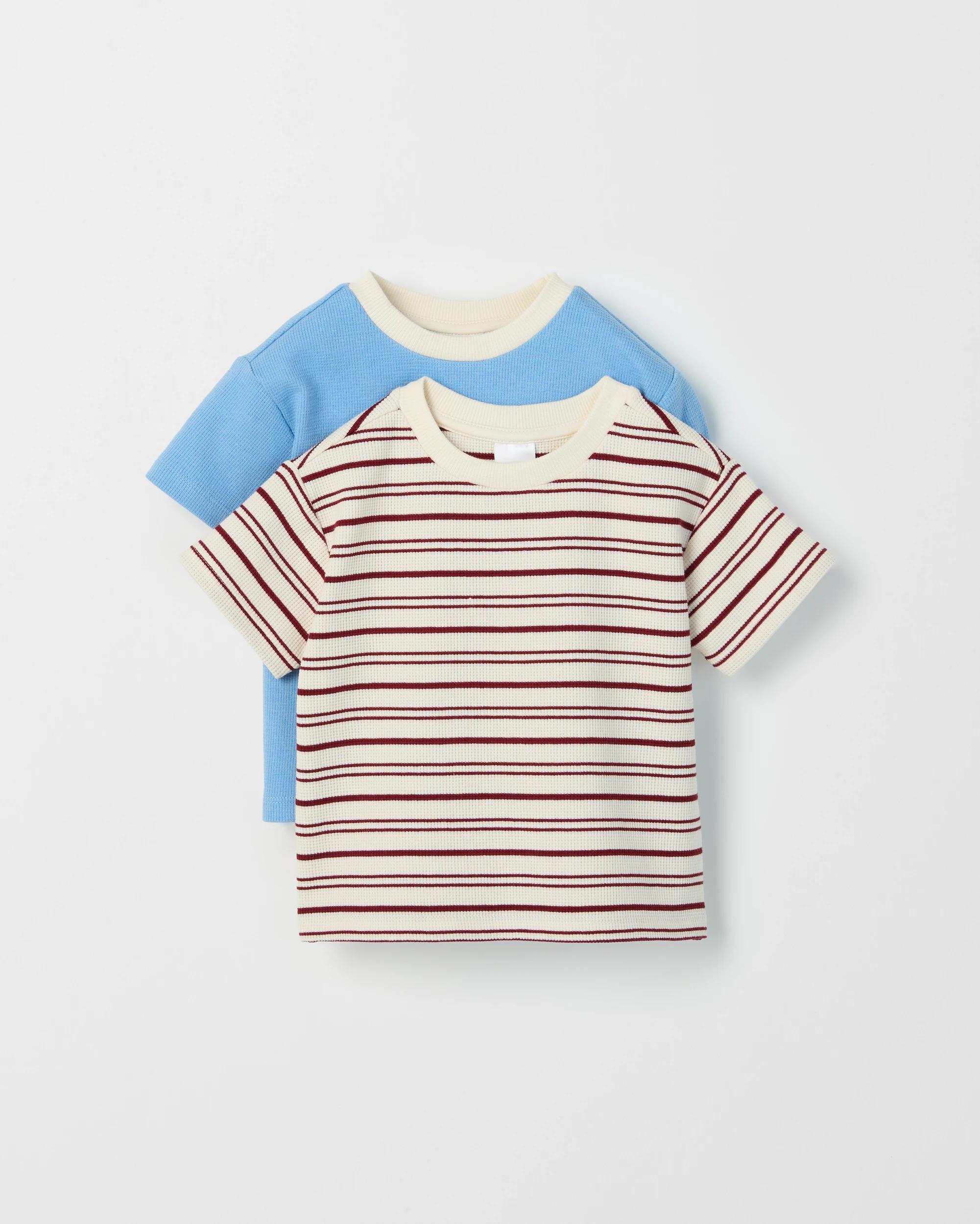 4 Target Baby Baby Organic Cotton 2 Pack Waffle T-Shirts RED PEAR STRIPE, 4 of 7