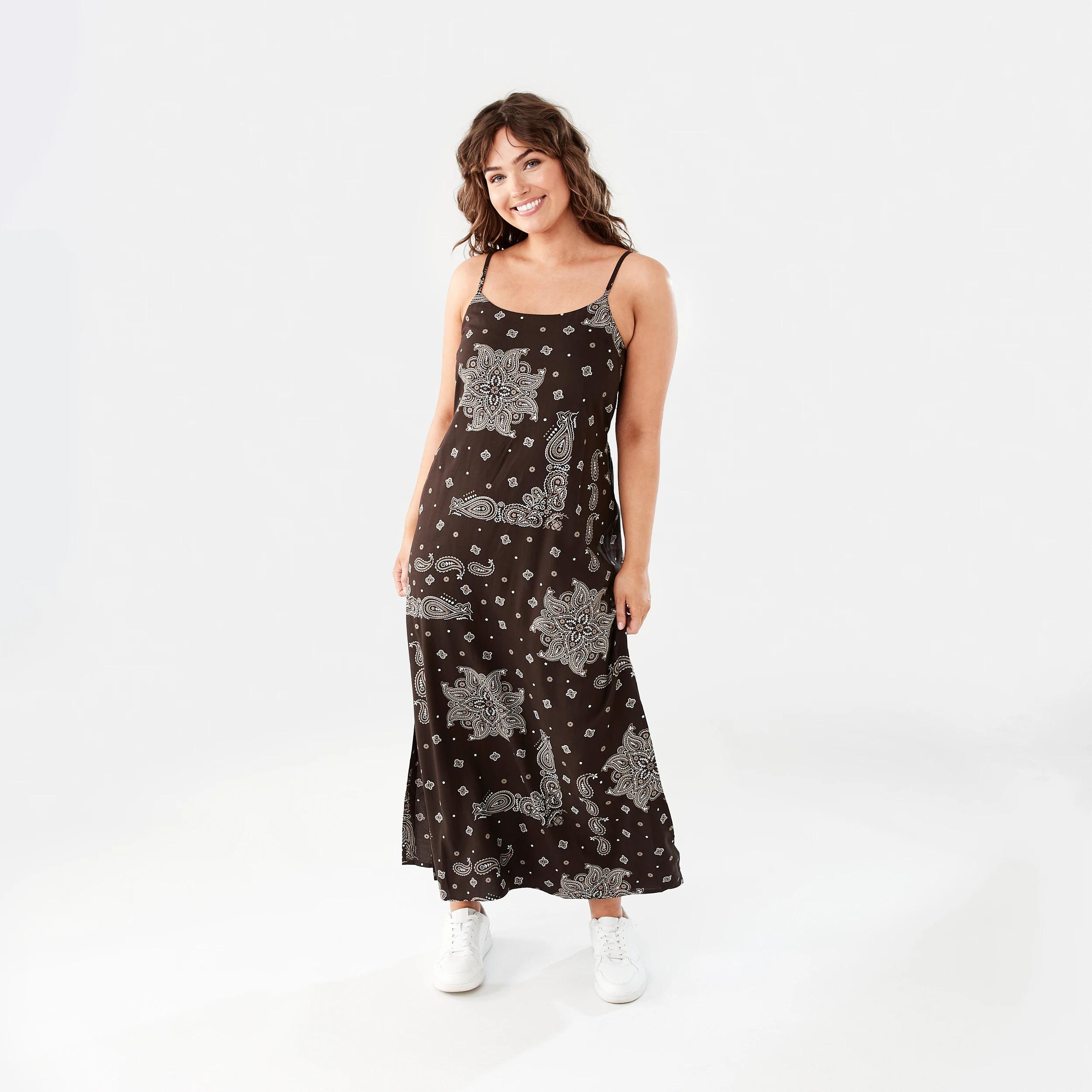 1 Sleeveless Tie Back Slip Maxi Dress Bandana, 1 of 8