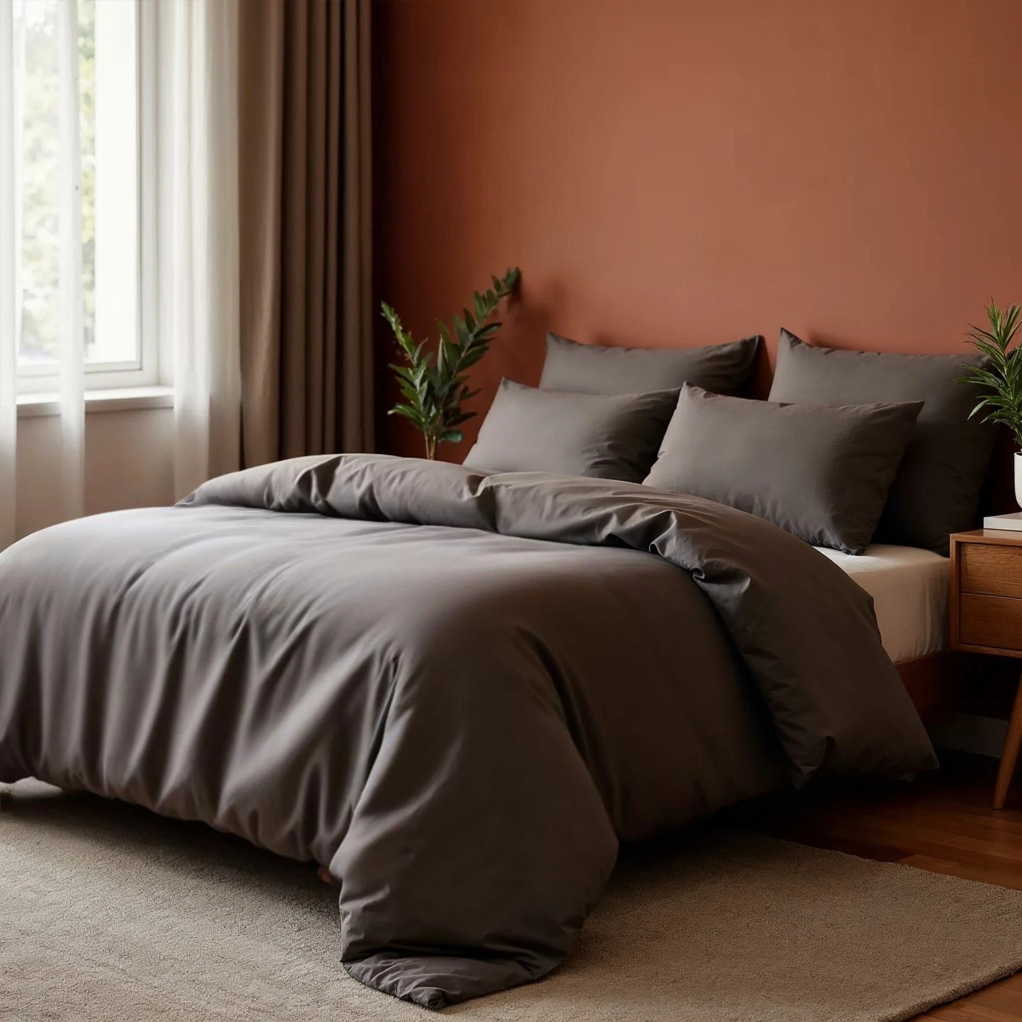 2 Balmain 1000 Thread Count Hotel Grade Bamboo Cotton Quilt Cover Pillowcases Set - Queen Bed - Grey, 2 of 4