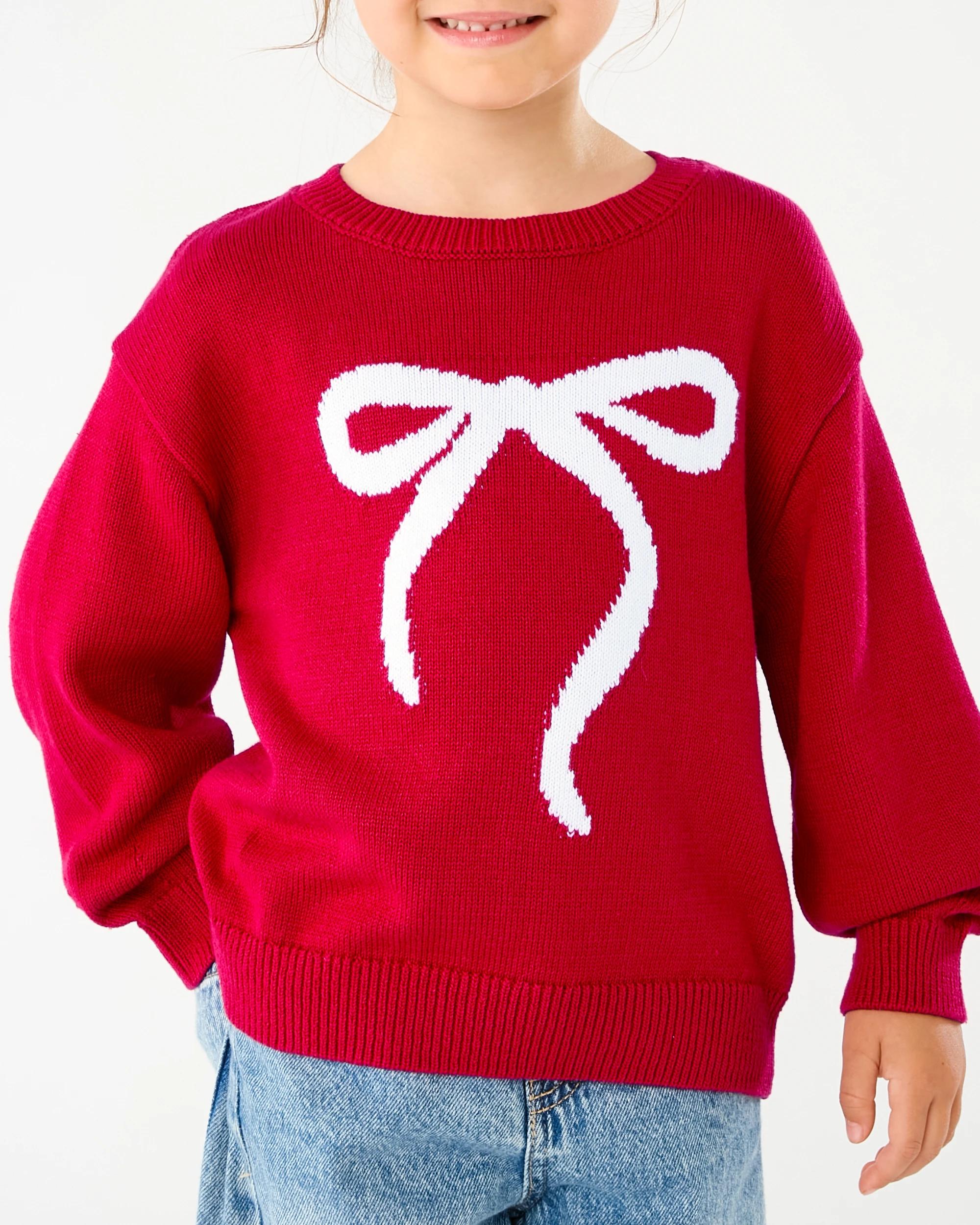 7 Jacquard Knit Jumper Red Bow, 7 of 8
