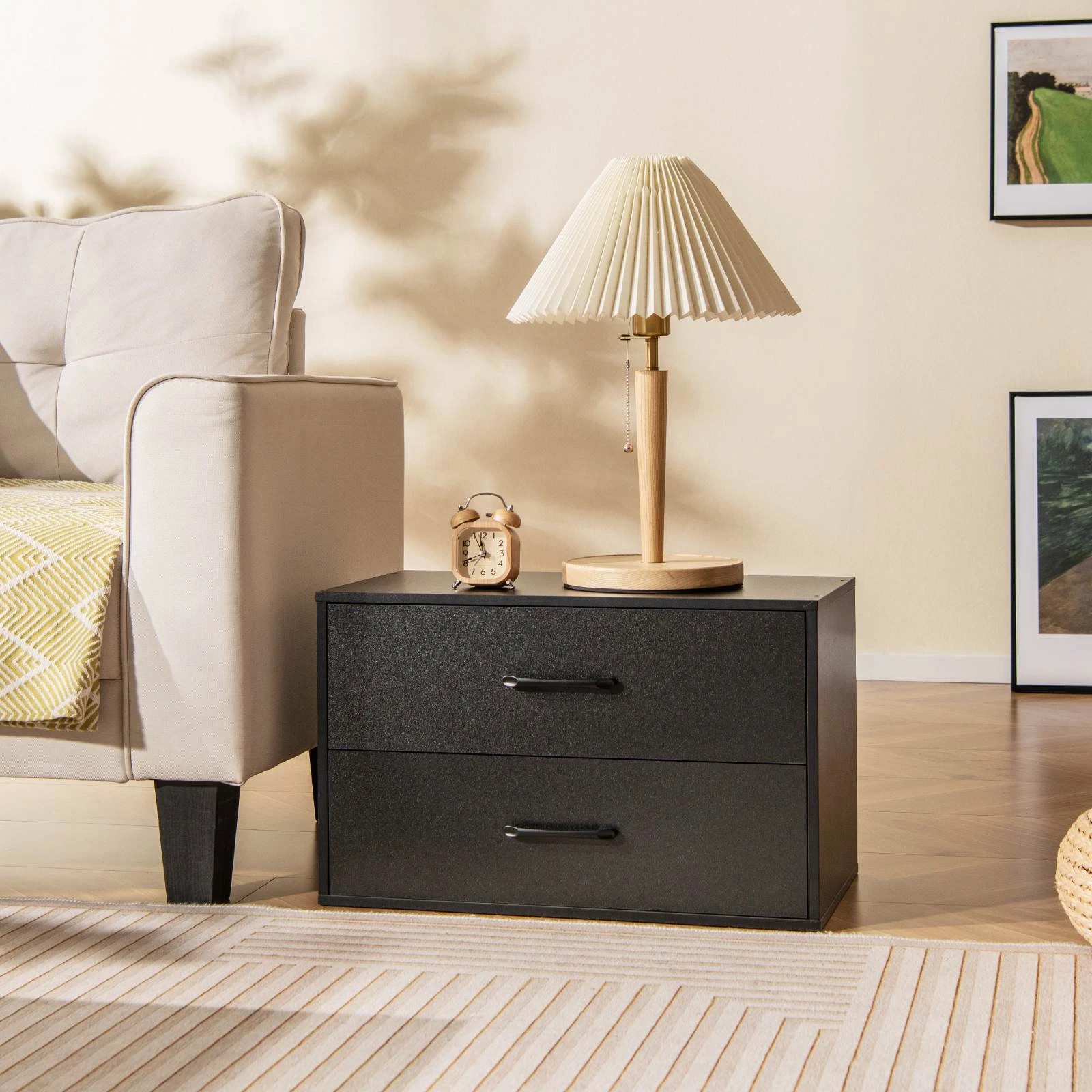 3 Costway 2-Drawer Storage Organizer Stackable Drawer Chest Storage Cabinet w/Ample Storage Space - Black, 3 of 5