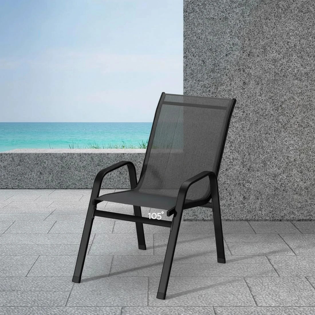 5 Gardeon 2PC Outdoor Dining Chairs Stackable Lounge Chair Patio Furniture - Grey, 5 of 6