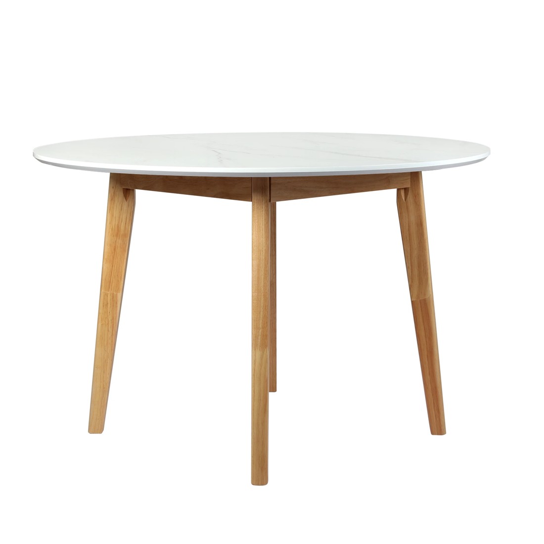 2 Levede Dining Table Round Rubberwood Base Kitchen Cafe Restaurant White 120cm, 2 of 7
