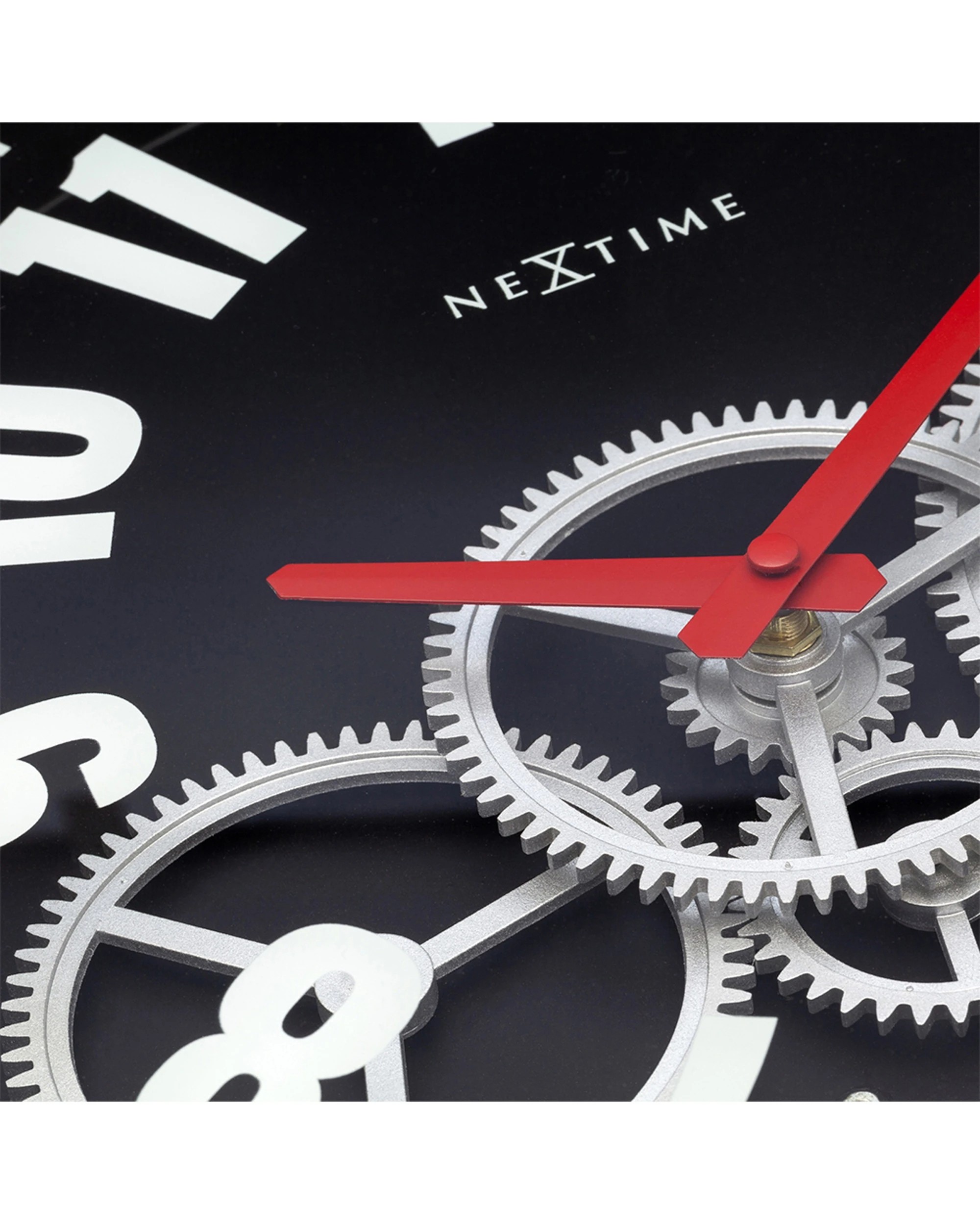 5 NeXtime Modern Gear Wall Clock Step Movement Glass Cover Metal Case 36cm - Black, 5 of 5
