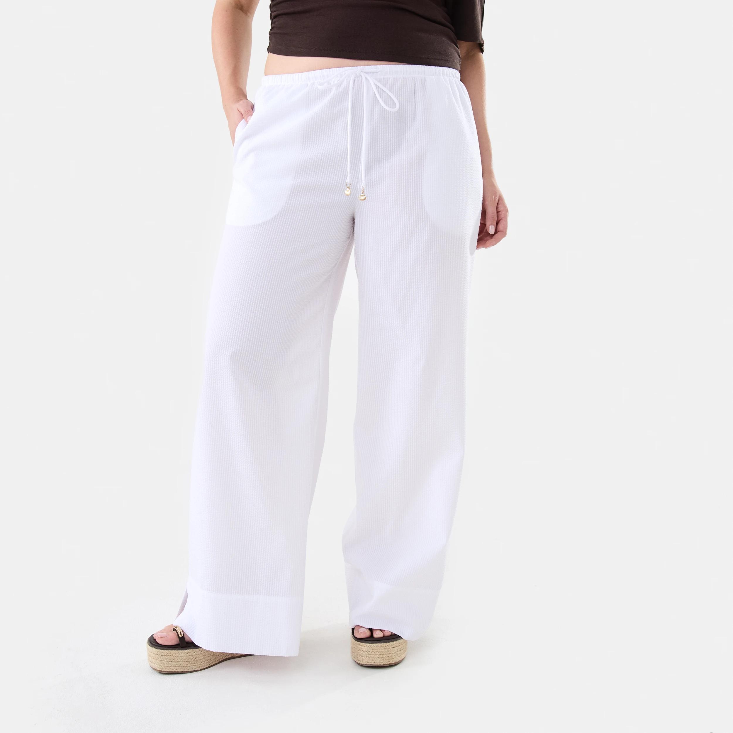 3 Pull-On Textured Pants White, 3 of 9