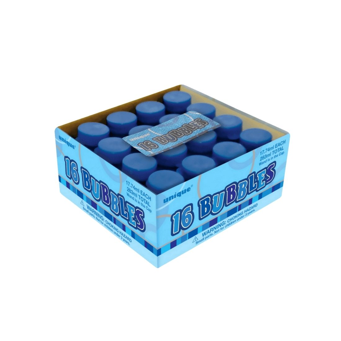 1 Meteor Glitz Blue Mini Bubble Bottles Pack of 16, 1 of 1