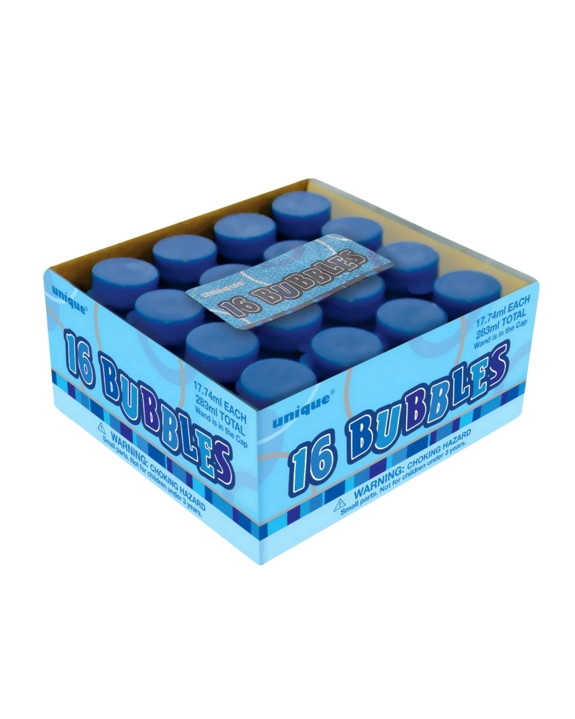 1 Unique Glitz Blue Mini Bubble Bottles Pack of 16 - Blue, 1 of 1