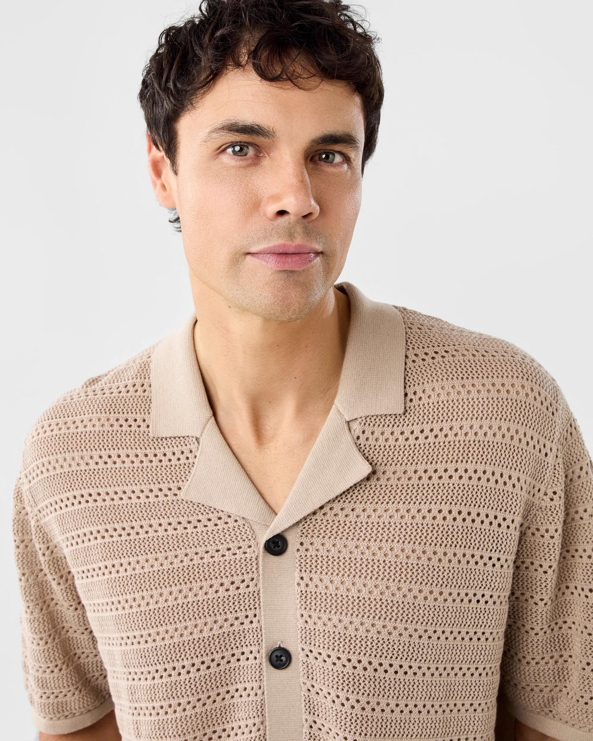 4 Short Sleeve Textured Knit Shirt Bge Sand, 4 of 6