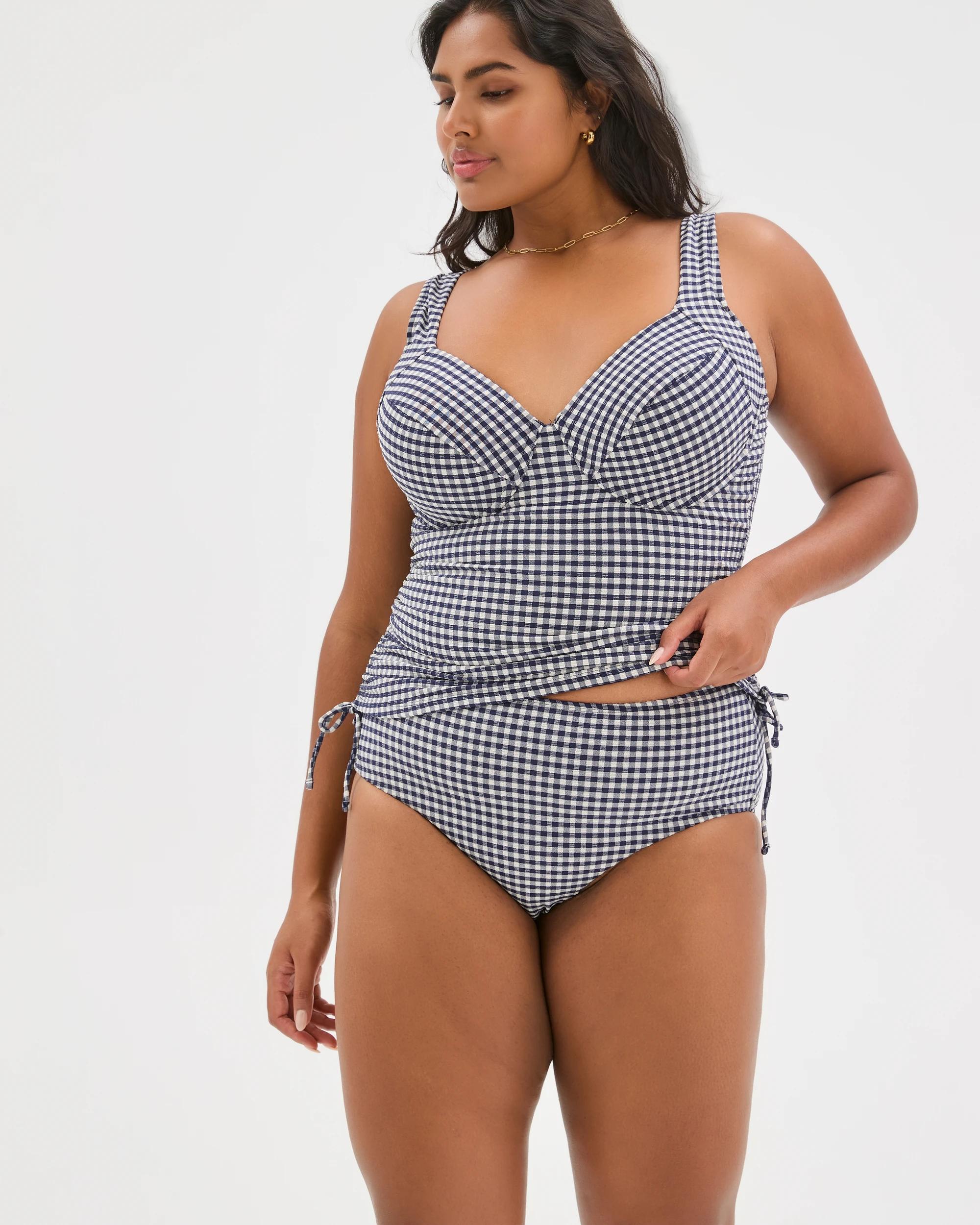 8 Target Woman Shape Your Body Balconette Seersucker Tankini Top NAVY/WHITE GINGHAM, 8 of 9