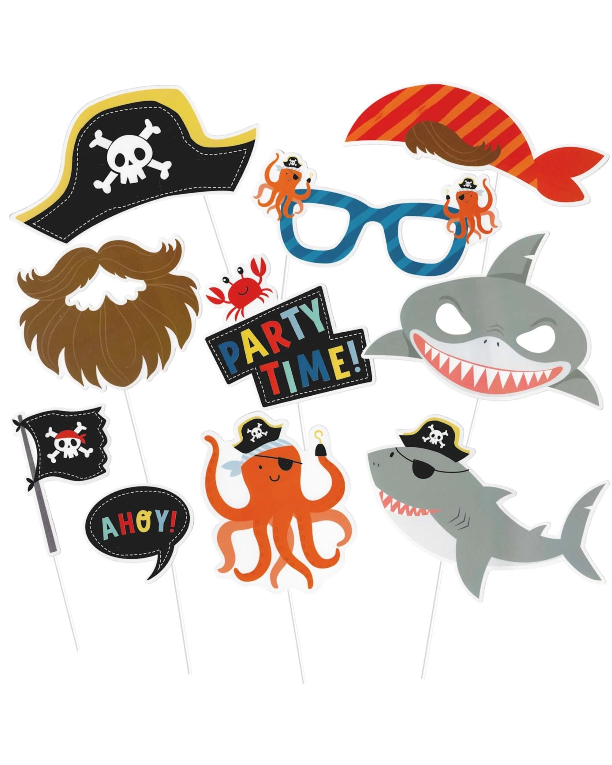 1 Artwrap Ships Ahoy Pirate Photo Props Pack Of 10 - Multi, 1 of 2