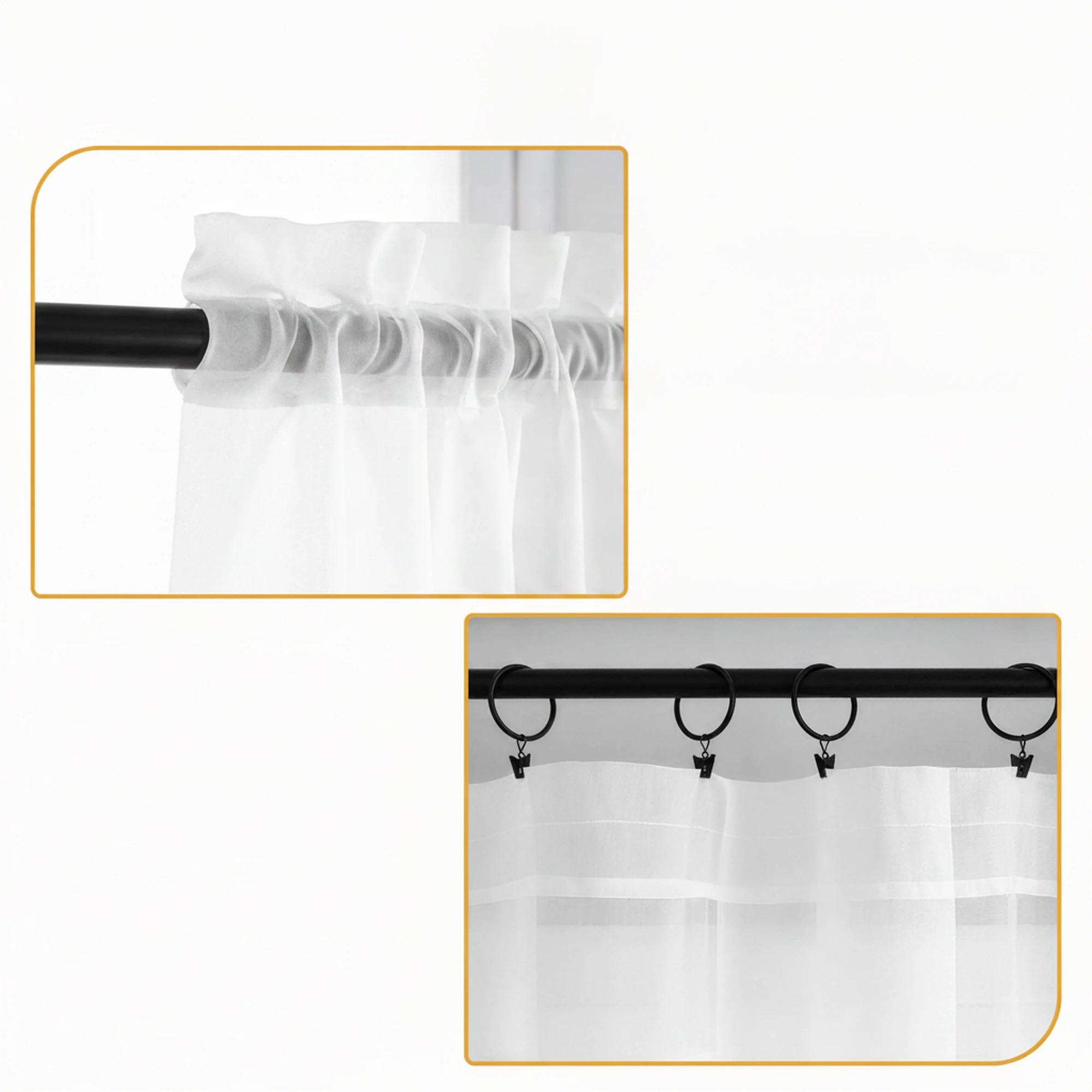 7 Artiss Blockout Curtains 2X 132x213cm Light Filtering Window Drapes Rod - White, 7 of 10