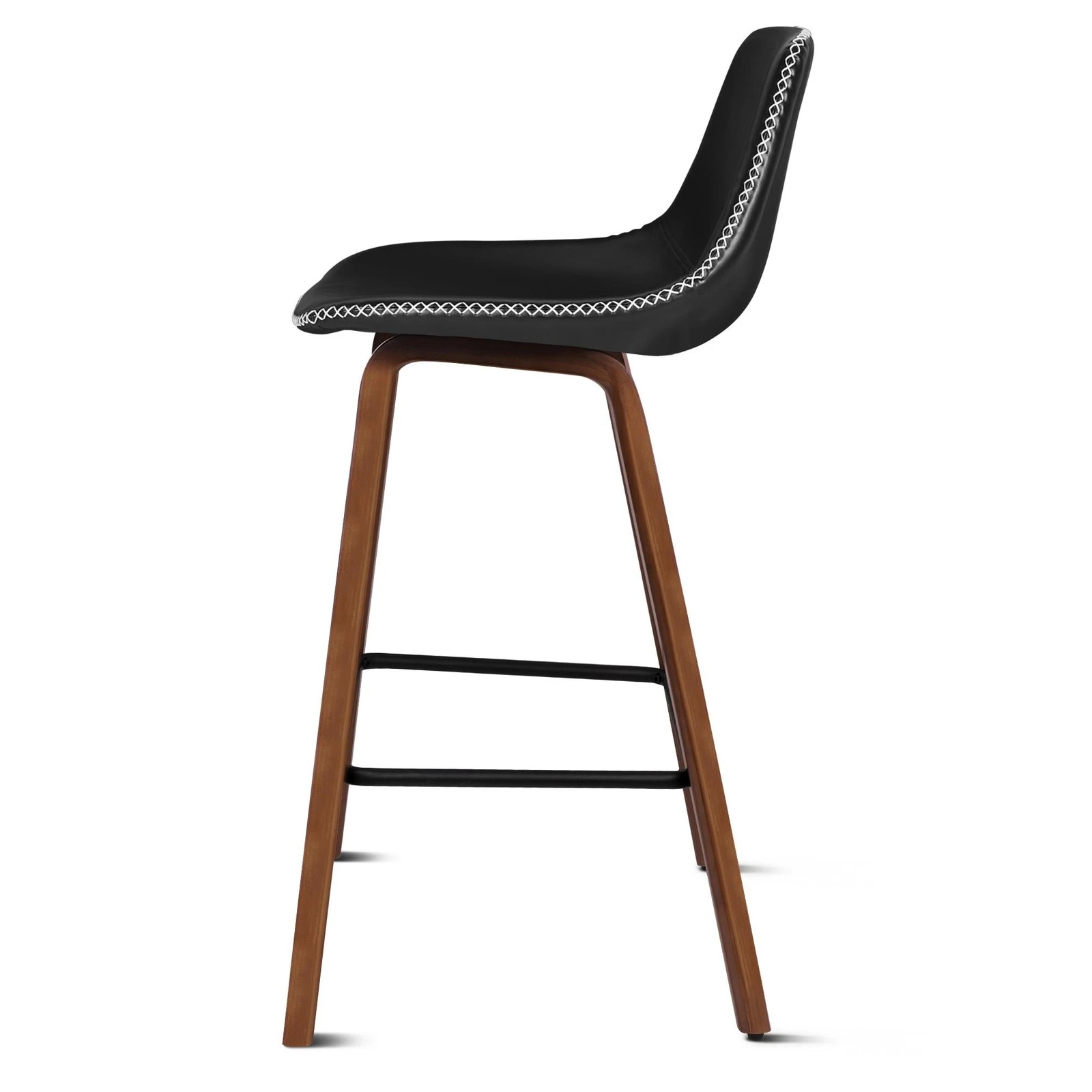 5 Alfordson 2x Wooden Bar Stools Noah Kitchen Dining Chair Vintage Retro - Black, 5 of 10