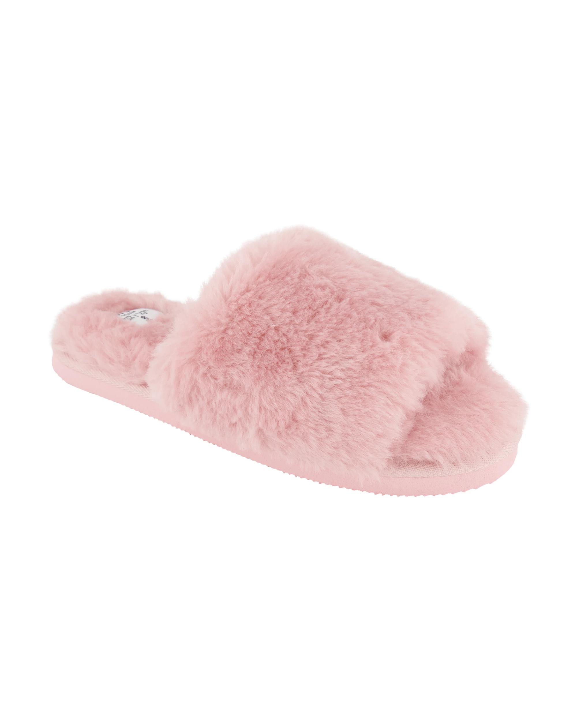 1 EVA Outsole Furry Slides Silvr Pink, 1 of 3