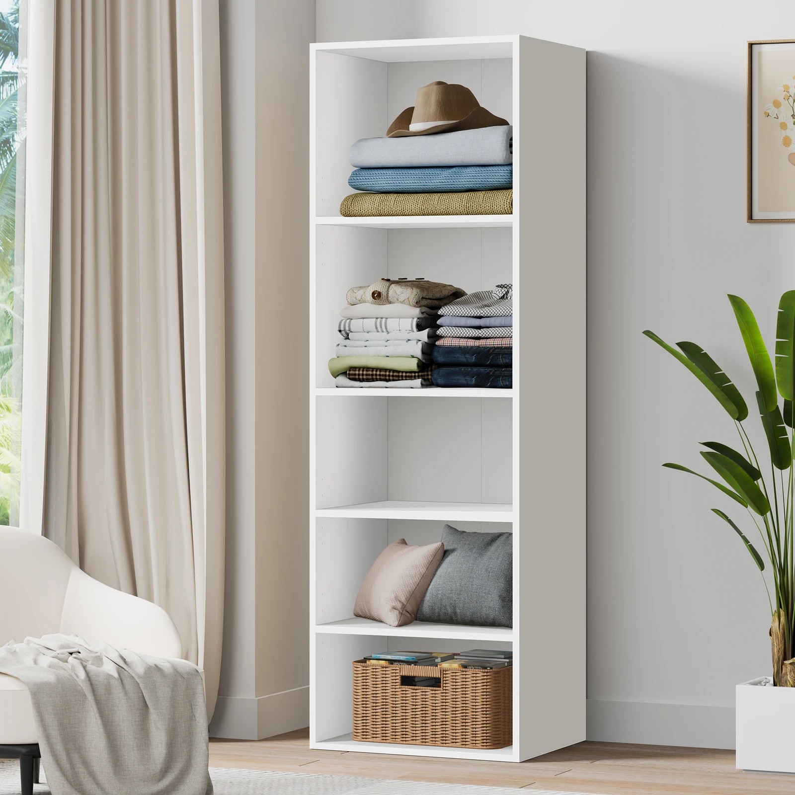 2 Alfordson Wardrobe 5 Shelves Clothes Storage Cabinet - White, 2 of 10