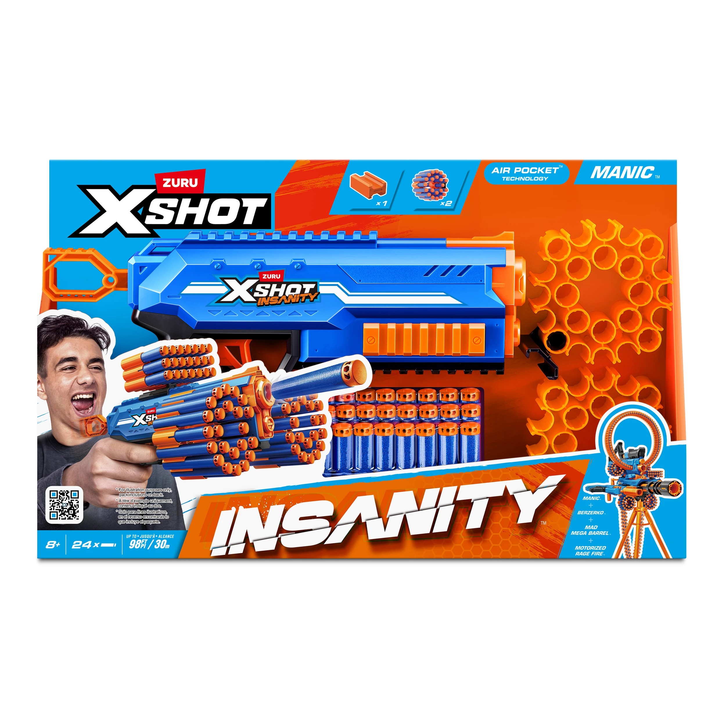 1 Zuru X-Shot Insanity Manic Blaster 24 Darts, 1 of 7