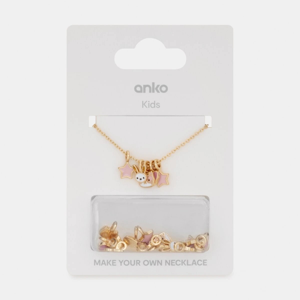 4 Cat & Bunny Charms Necklace - Pink and Gold Tone, 4 of 4