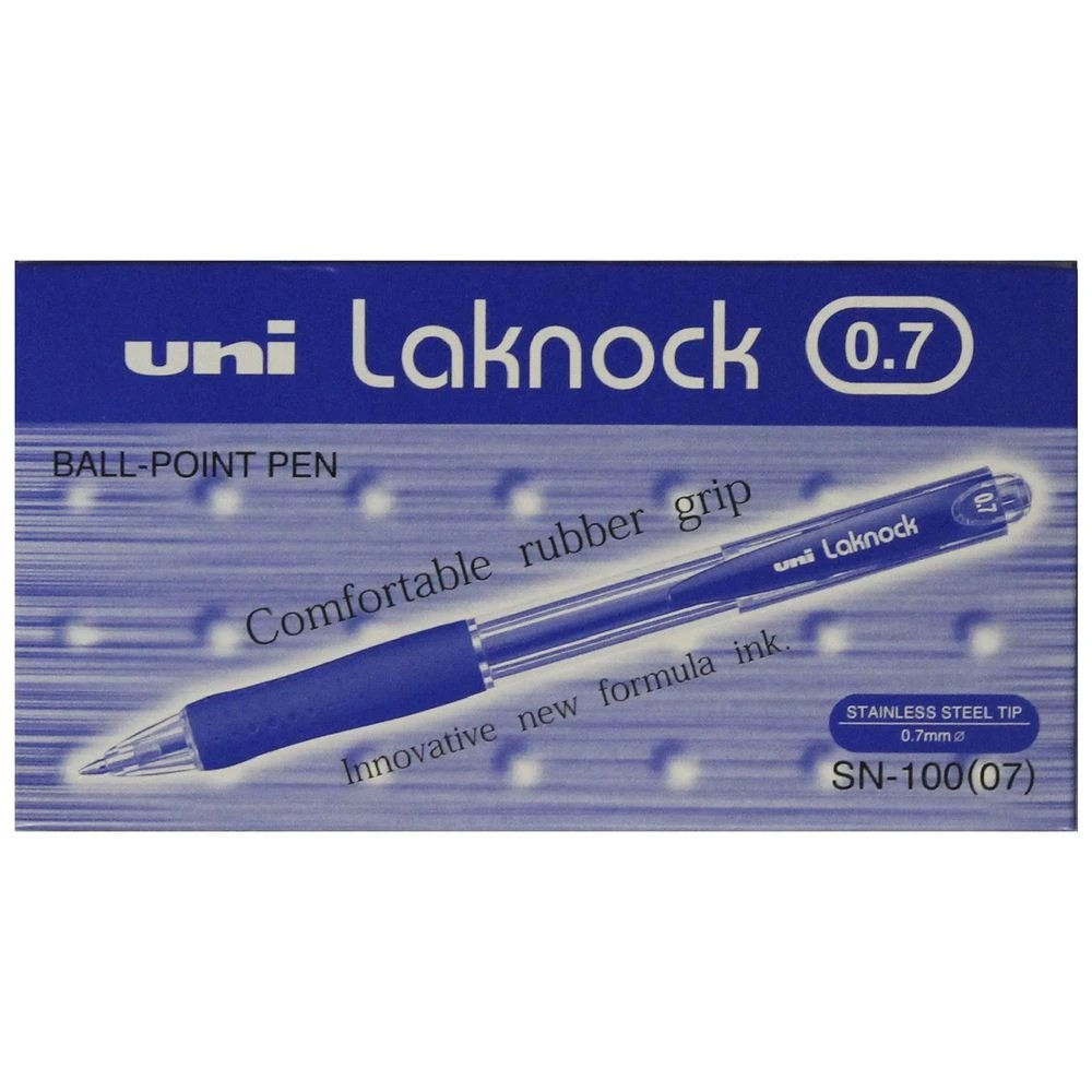 4 Uni Laknock Fine Retractable Ballpoint Pens Blue 12 Pack, 4 of 4