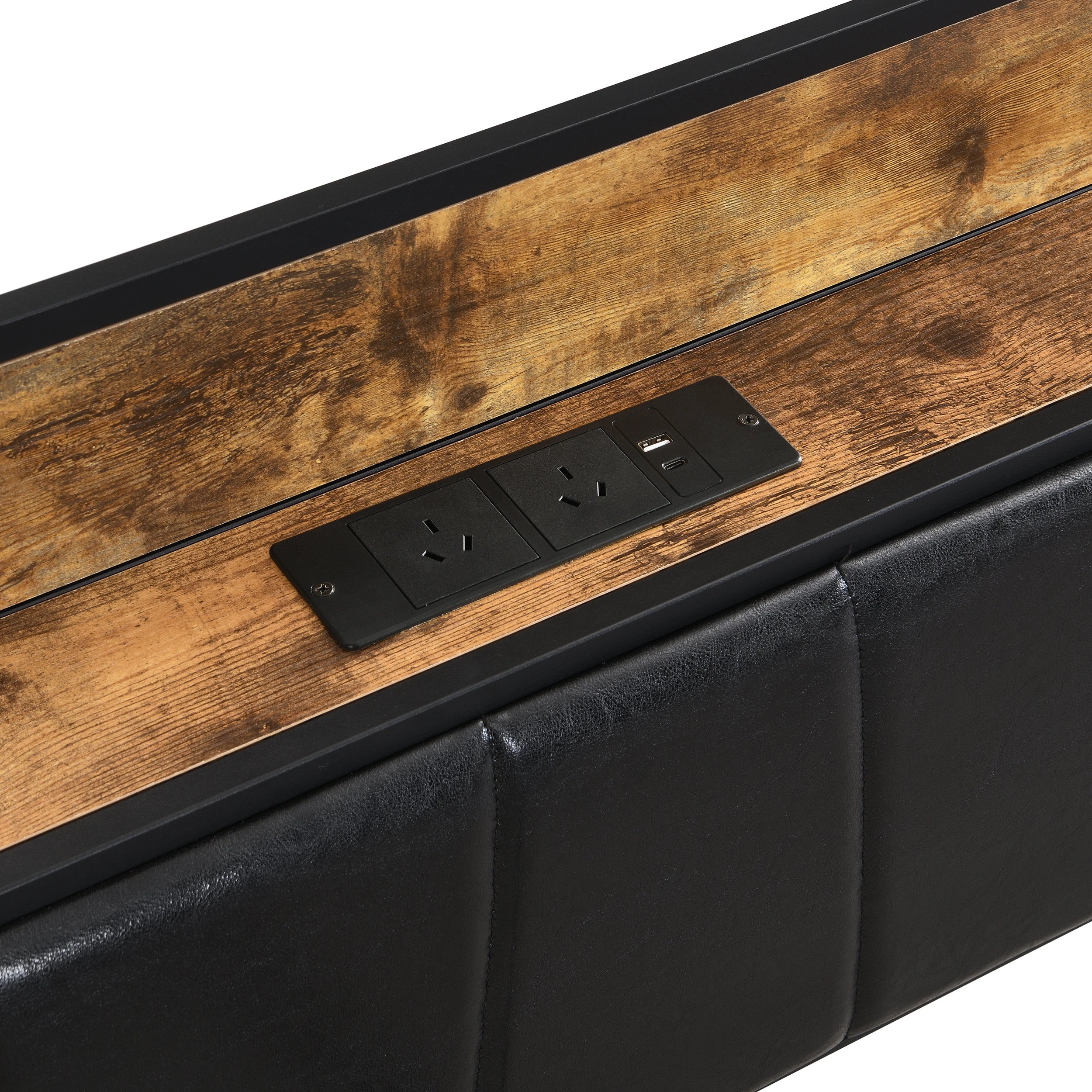 7 IHOMDEC BED03 Queen Bed Frame Charging Station - Brown - Brown, 7 of 10