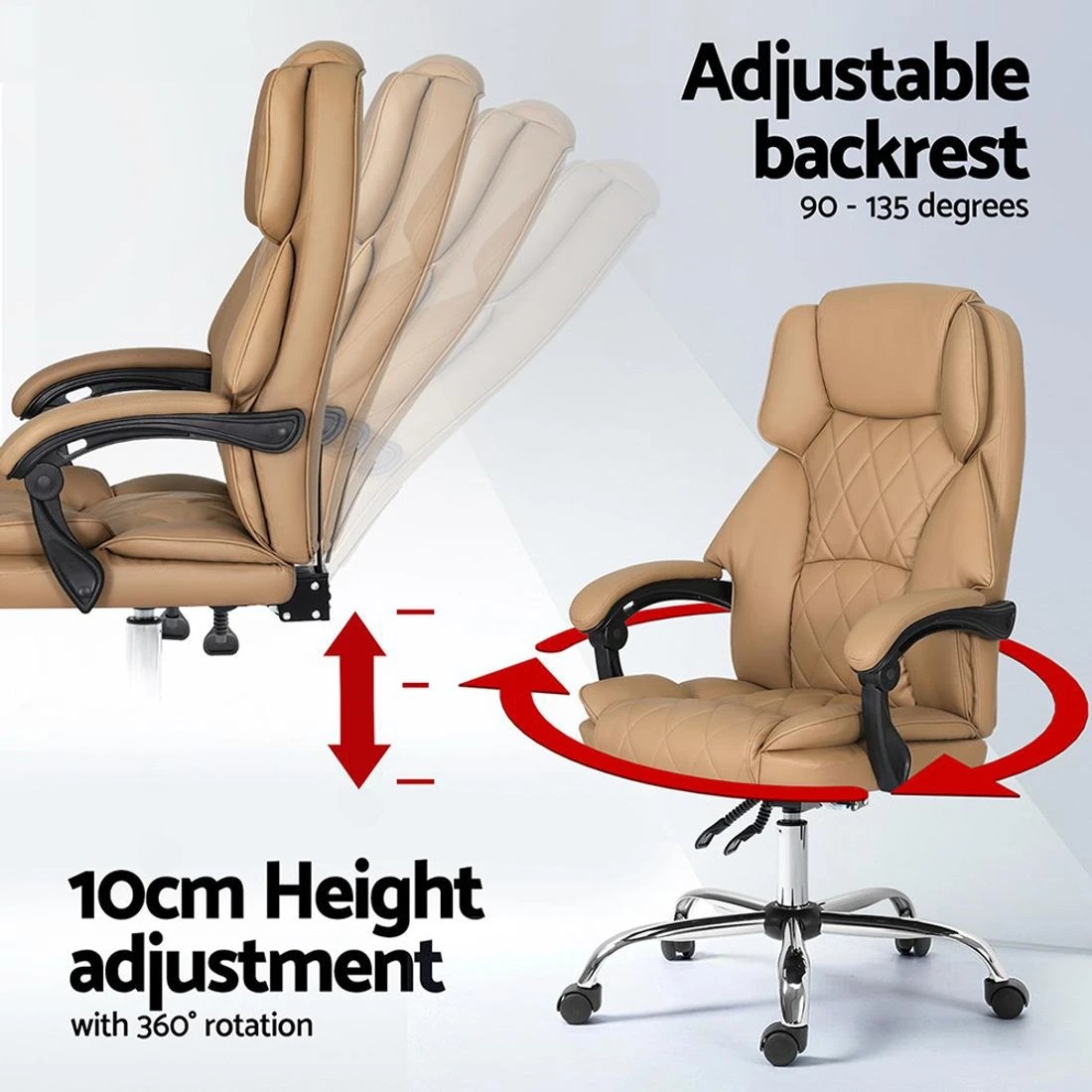 6 Artiss Executive Office Chair Leather Recliner Espresso
 - brown, 6 of 7