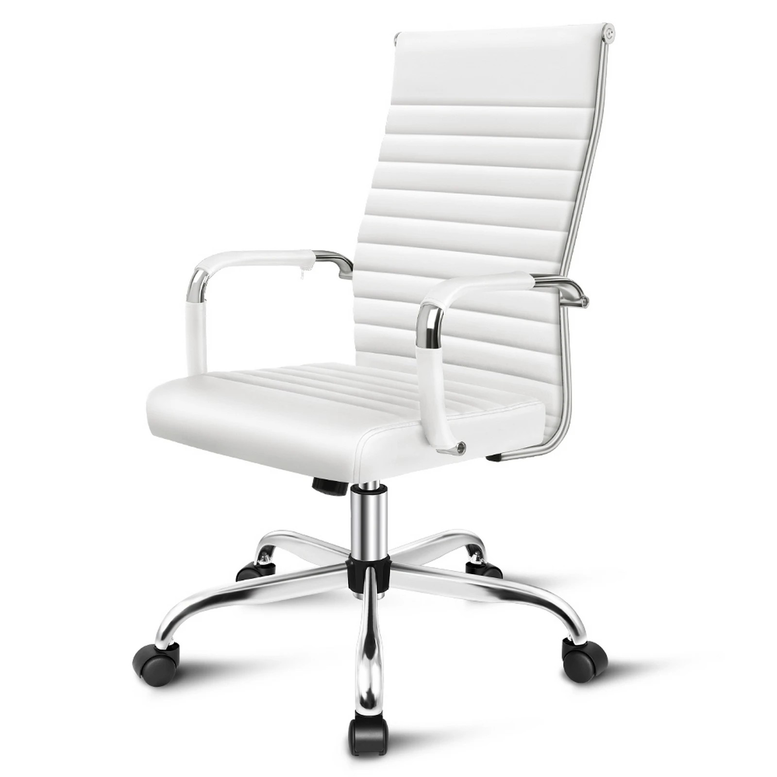 1 Alfordson Office Chair Padded Seat Ergonomic Executive Computer Study Gaming - White, 1 of 10