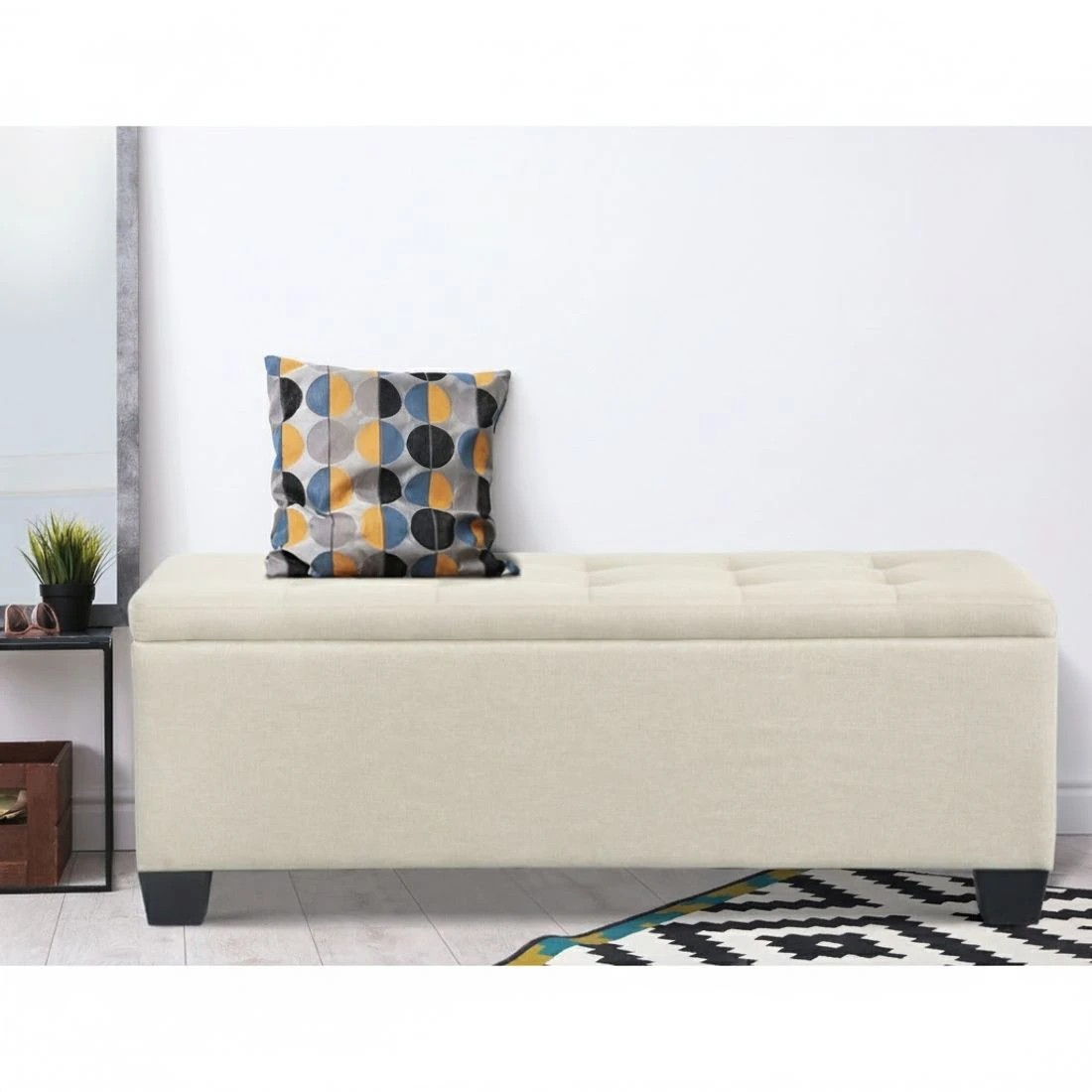 3 Artiss Storage Ottoman Blanket Box 97cm Linen - Beige, 3 of 8