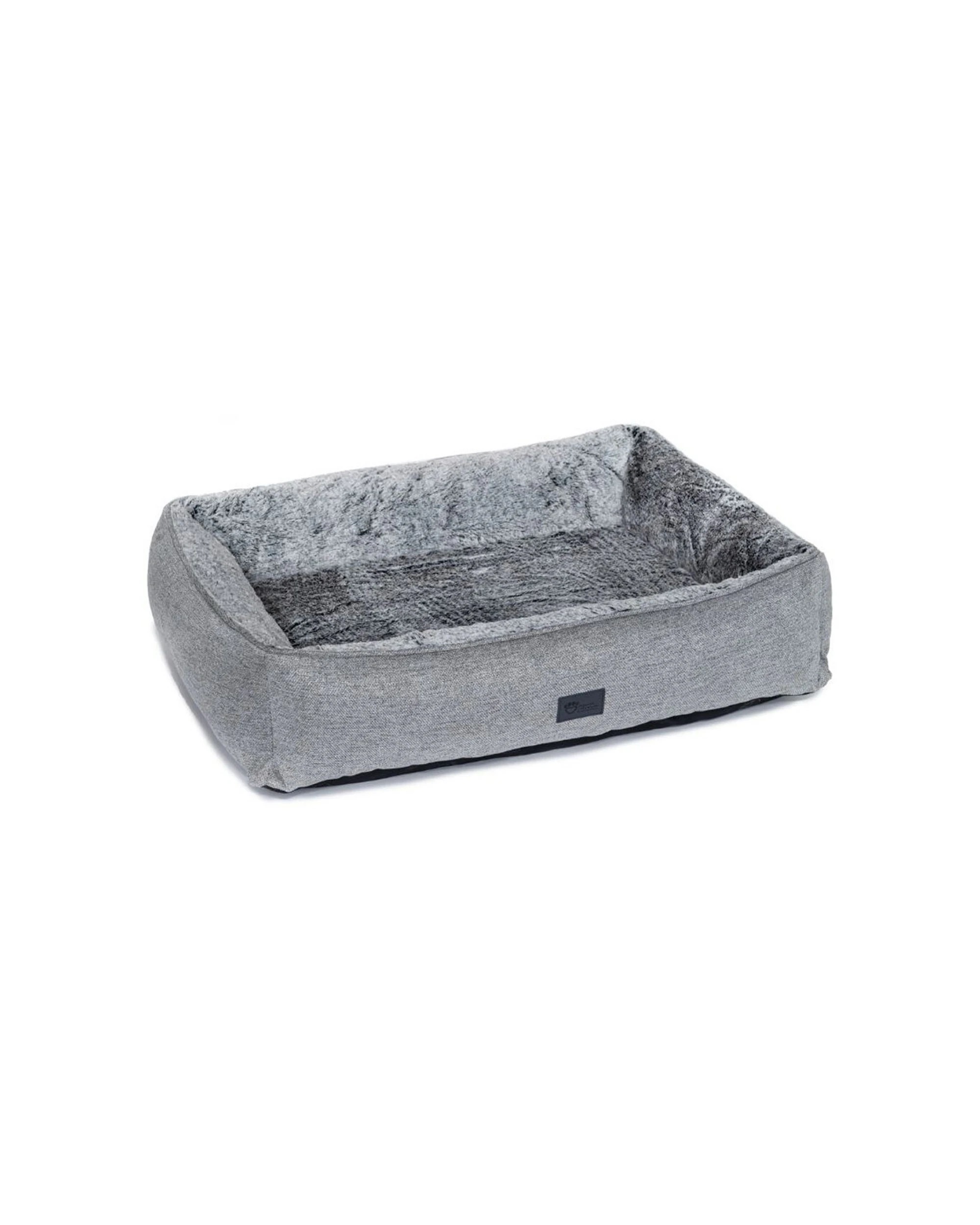 2 Superior Pet Goods Large Dog Bed 116cm Ortho Lounger Faux Fur Cushion - Grey, 2 of 3