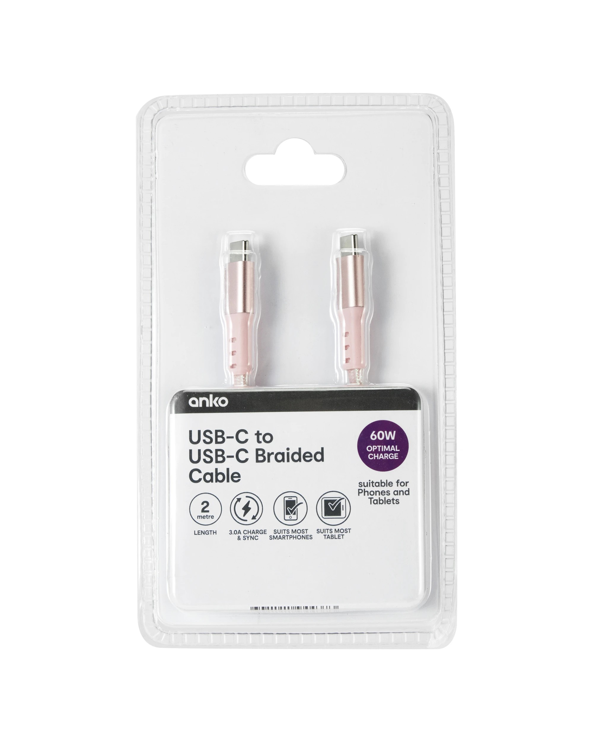 4 USB-C to USB-C Cable - 2m, Pink, 4 of 4