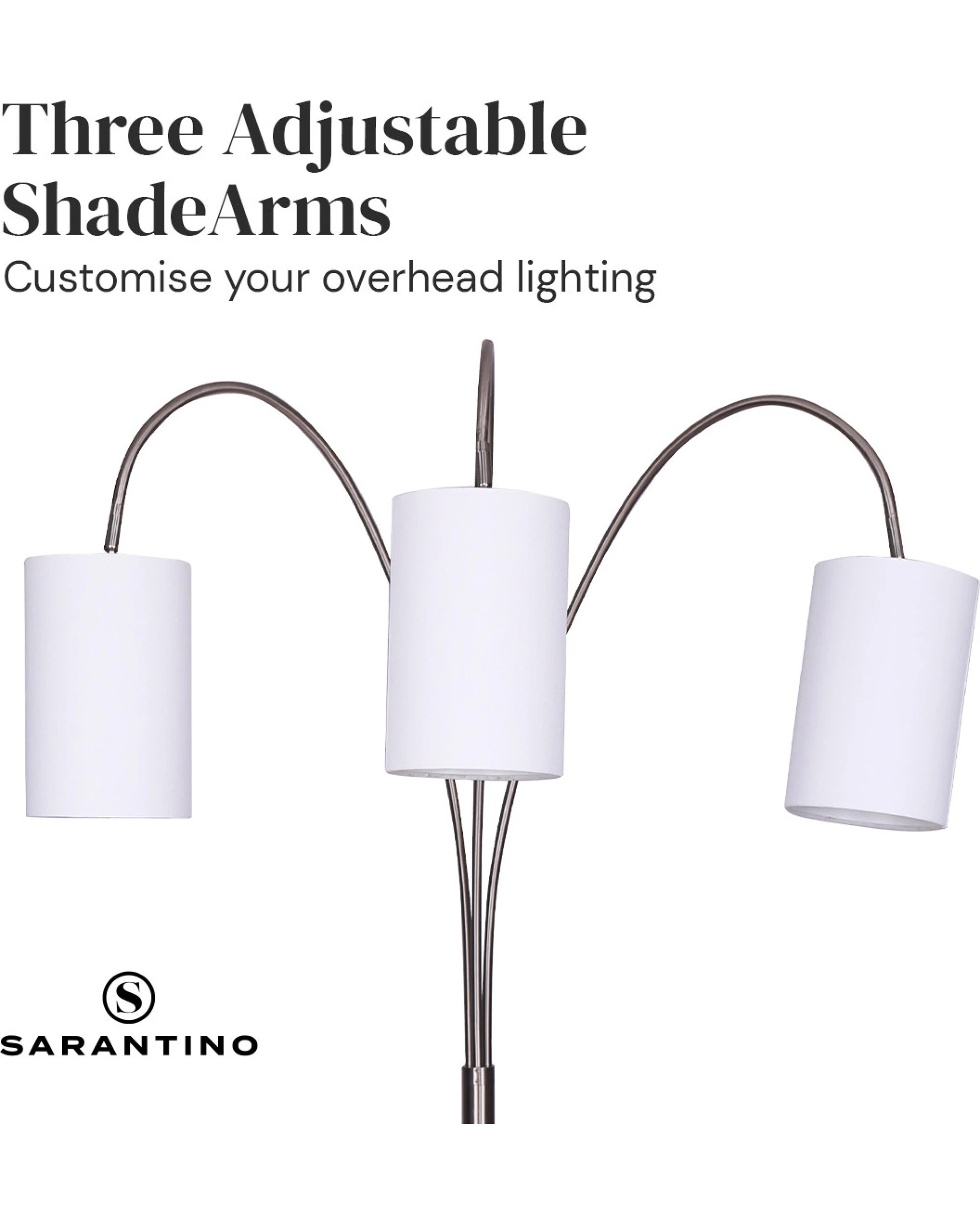 5 Sarantino 3-Light Metal Arc Floor Lamp - Nickel and Marble Finish, 5 of 10