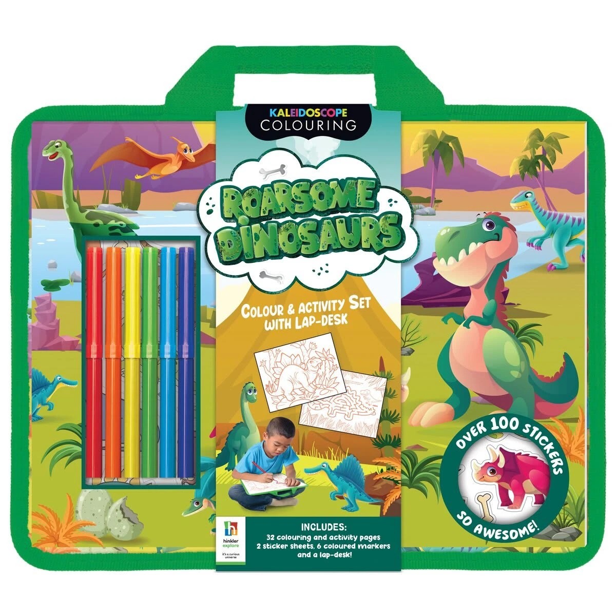 1 Kaleidoscope Colouring: Roarsome Dinosaurs Colour & Activity Set with Lap-Desk - Book, 1 of 6