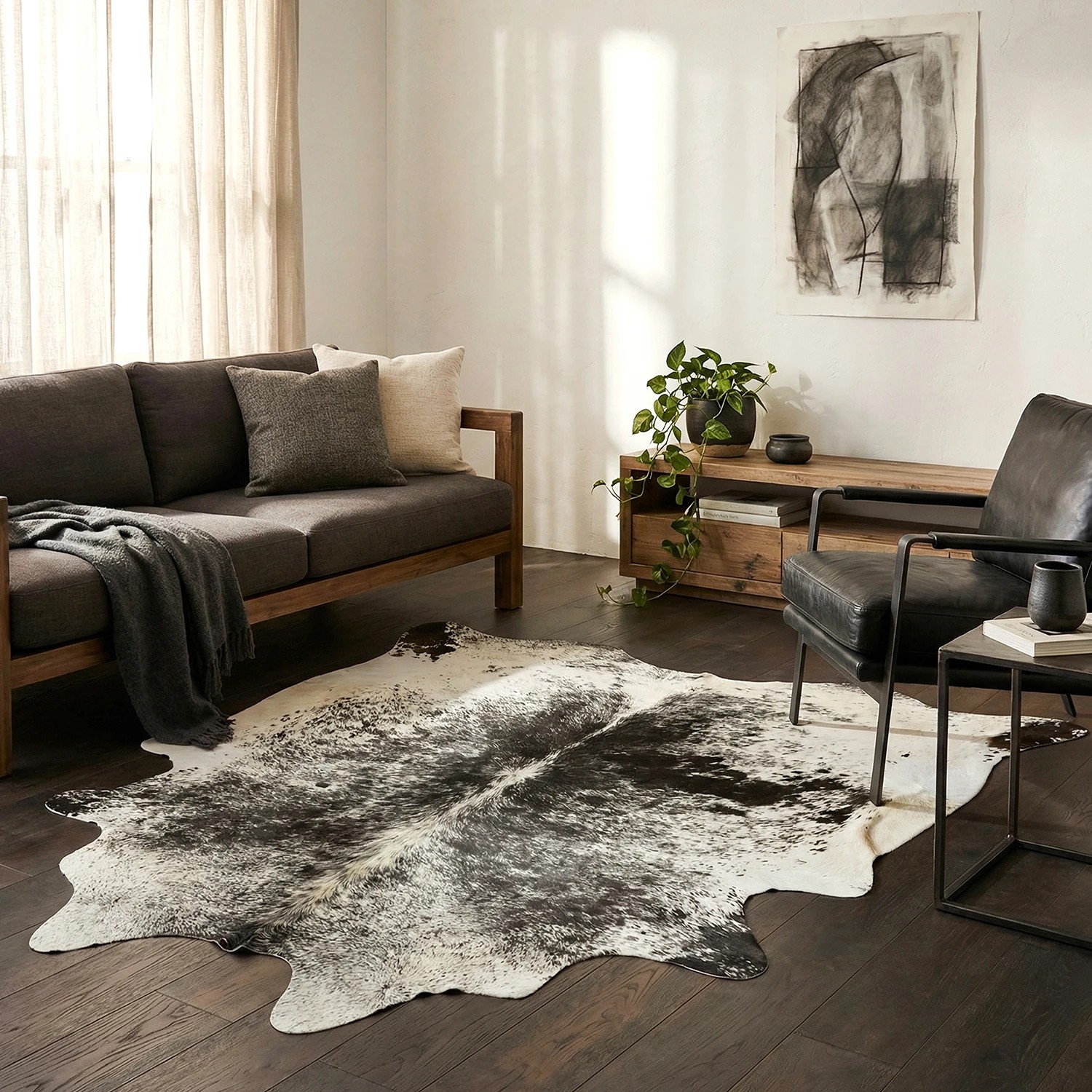 2 Common Ground Rugs Premium Brazilian Cow Hide 200x150 approxcm - Medium Floor Rug - White, 2 of 4
