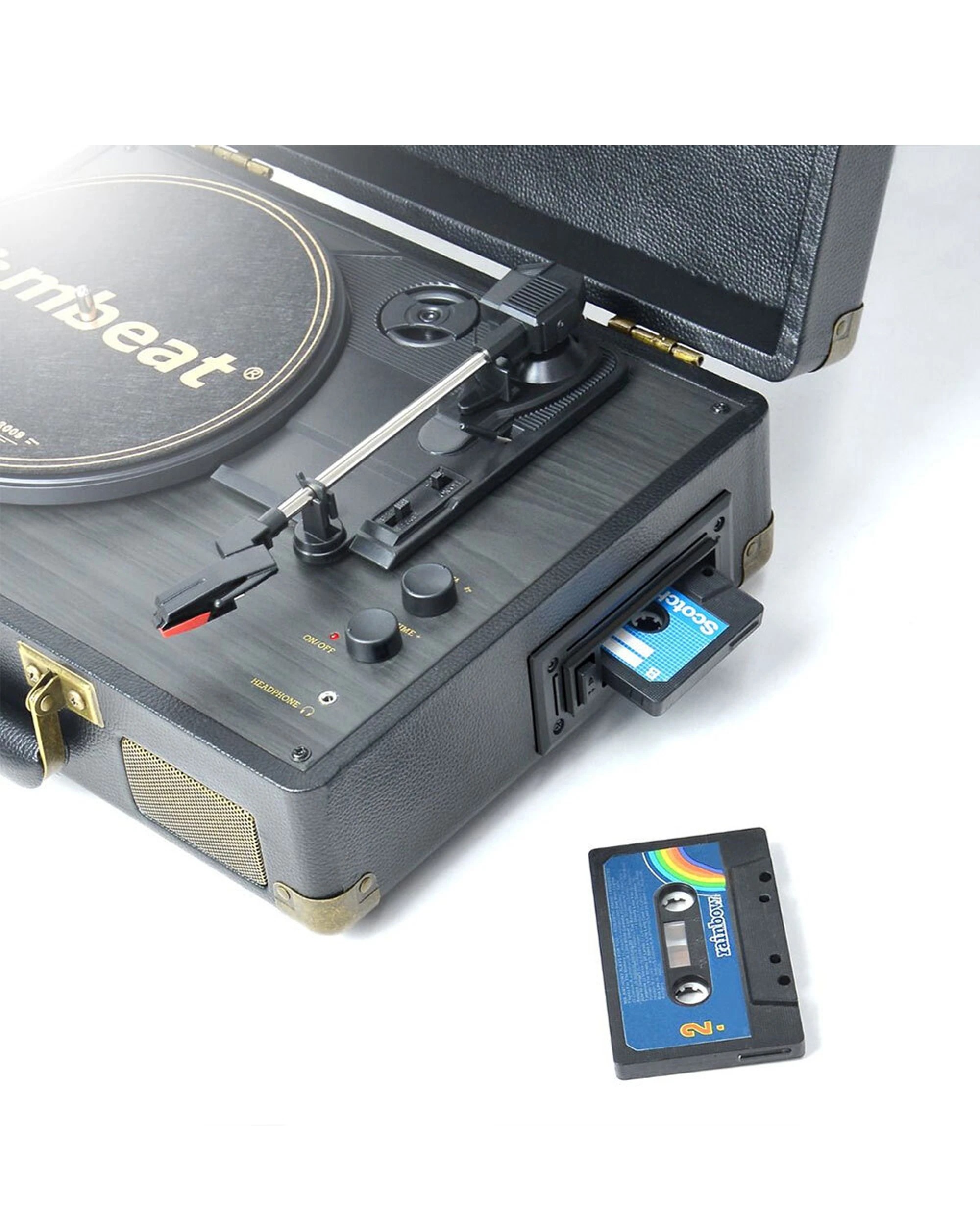mBeat Uptown Retro 2 in 1 Turntable Player Bluetooth - Black - Kmart