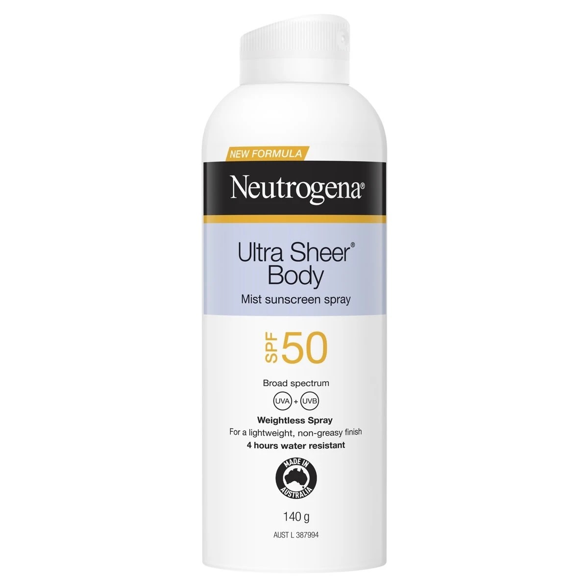 1 Neutrogena Ultra Sheer Body SPF 50 Mist Sunscreen Spray 140g, 1 of 4